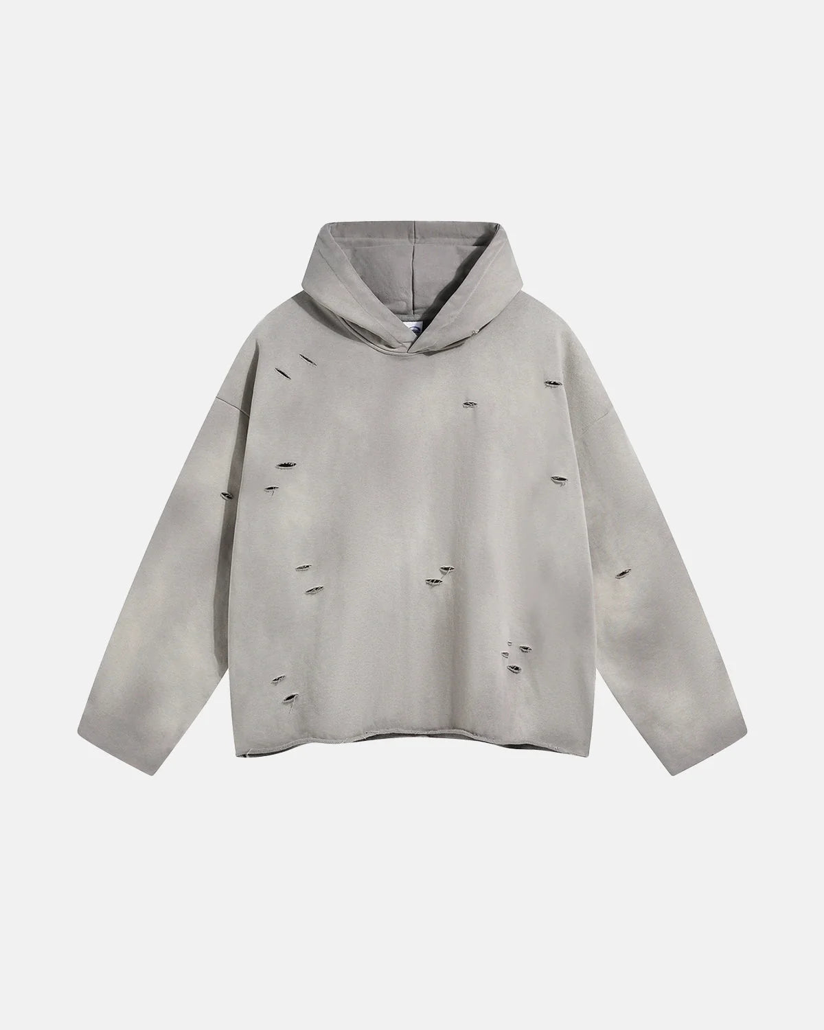 Omygoods Acid Wash Ripped Boxy Hoodie