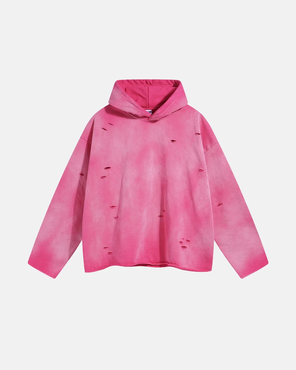 Omygoods Acid Wash Ripped Boxy Hoodie