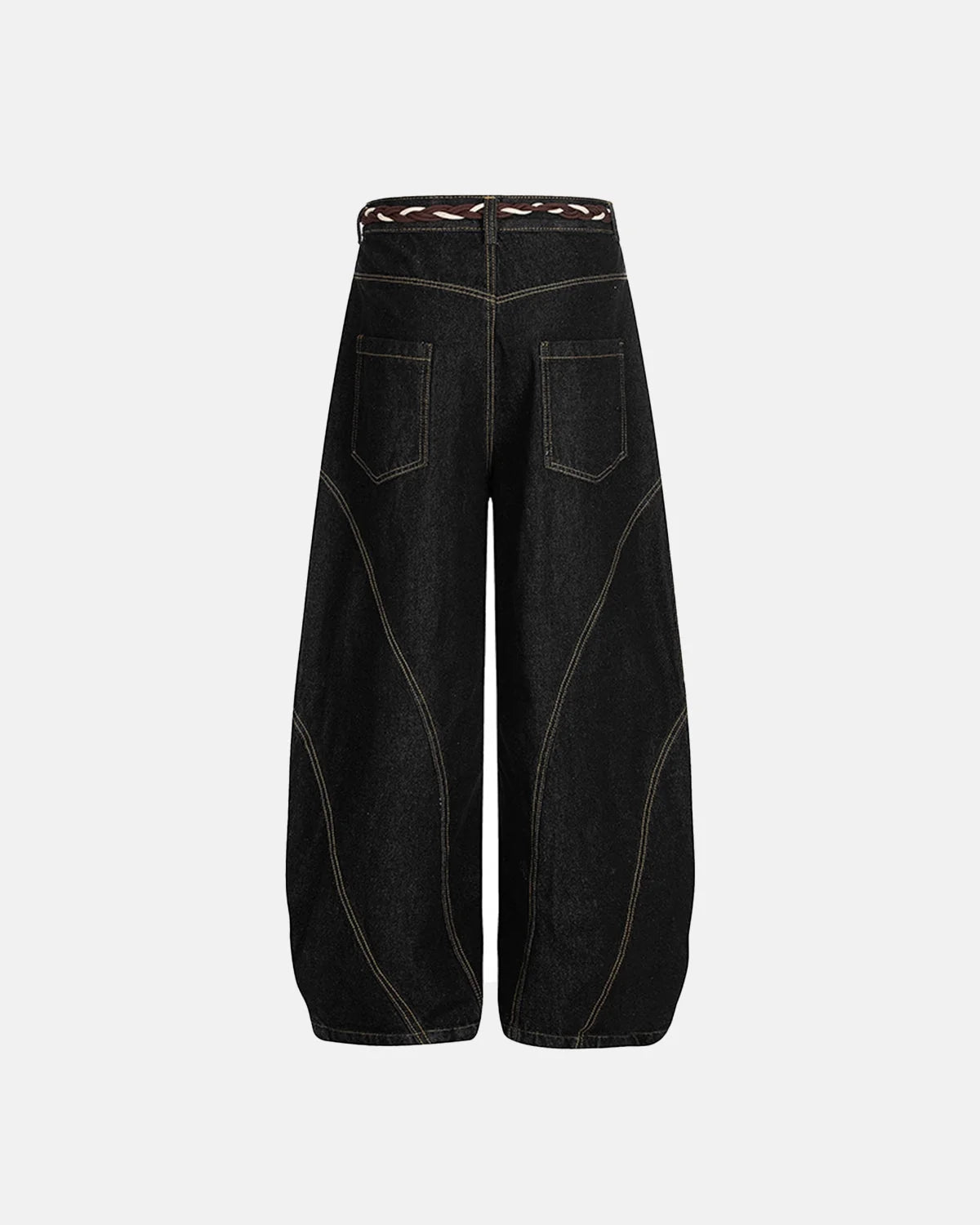 Omygoods Acid Wash Stitching Baggy Jeans