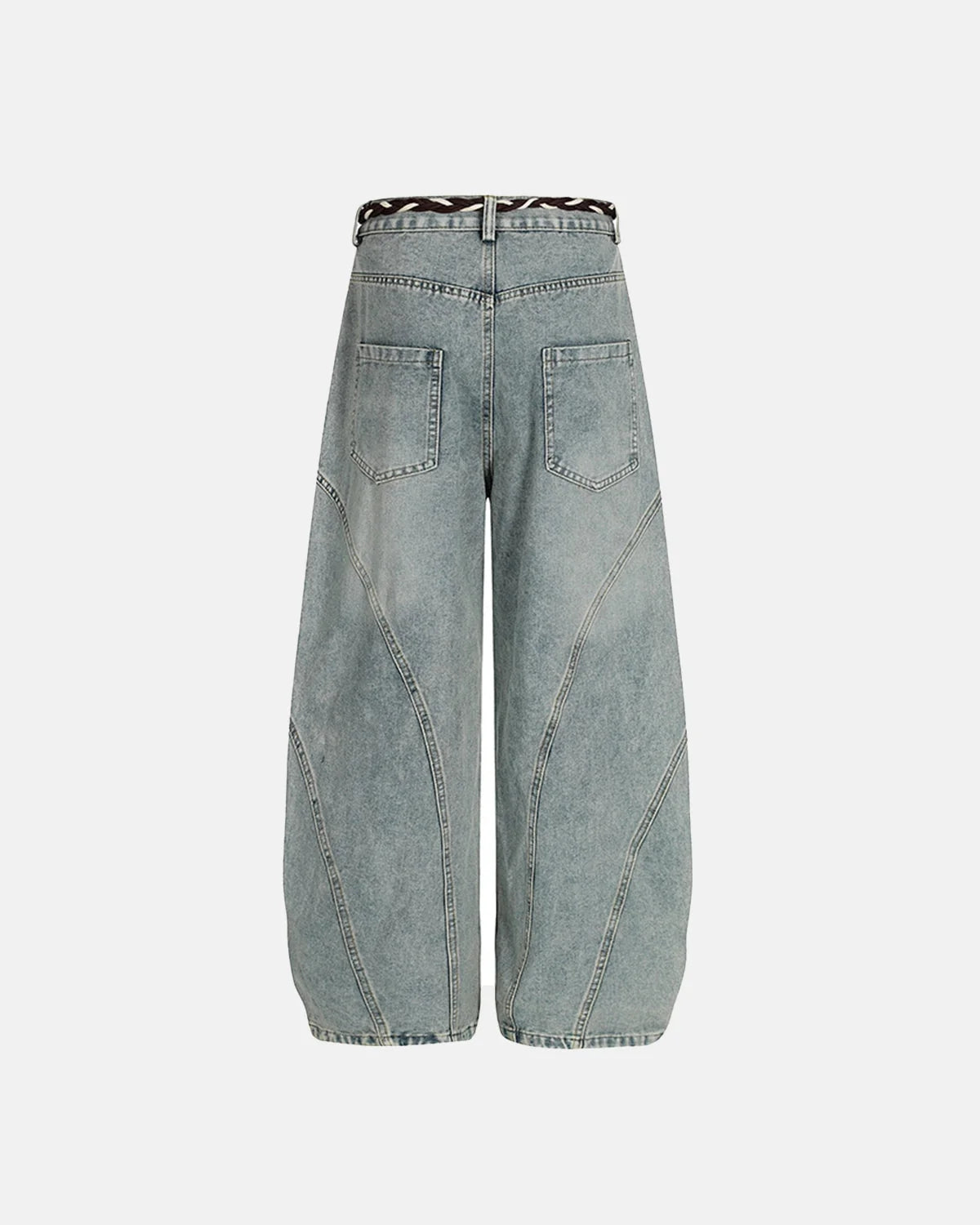 Omygoods Acid Wash Stitching Baggy Jeans