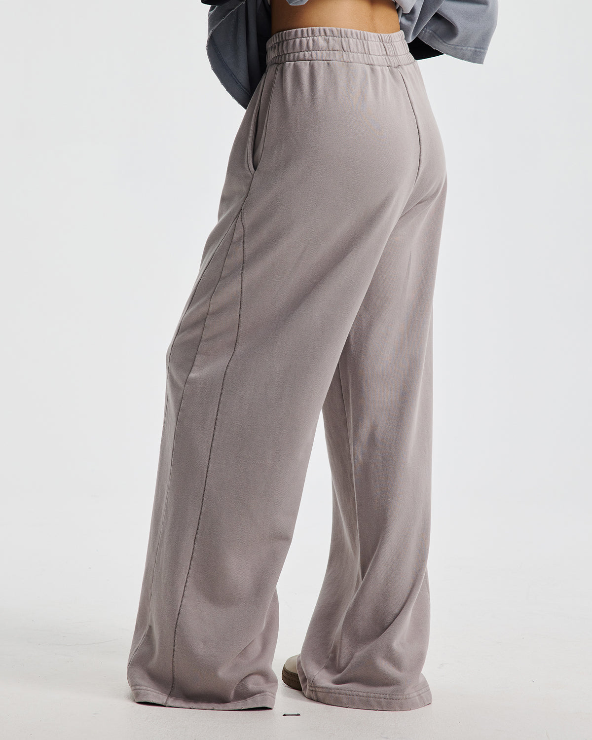 Omygoods Acid Wash Stitching Straight Leg Sweatpant