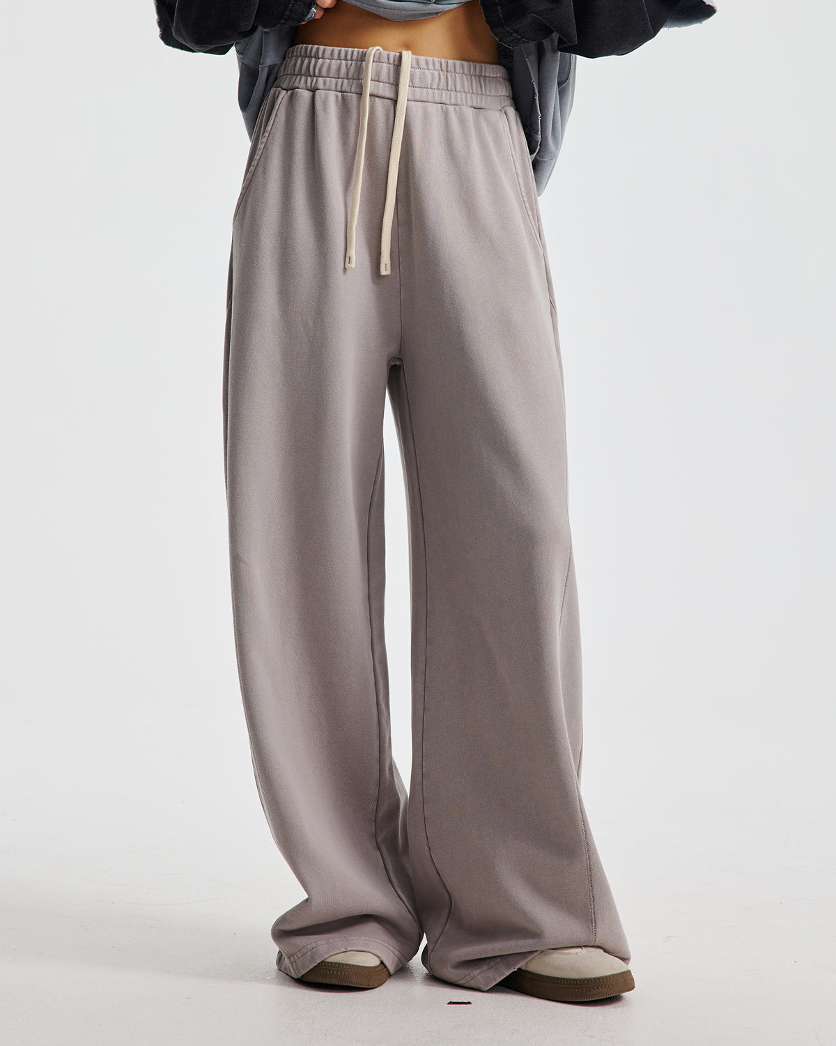 Omygoods Acid Wash Stitching Straight Leg Sweatpant
