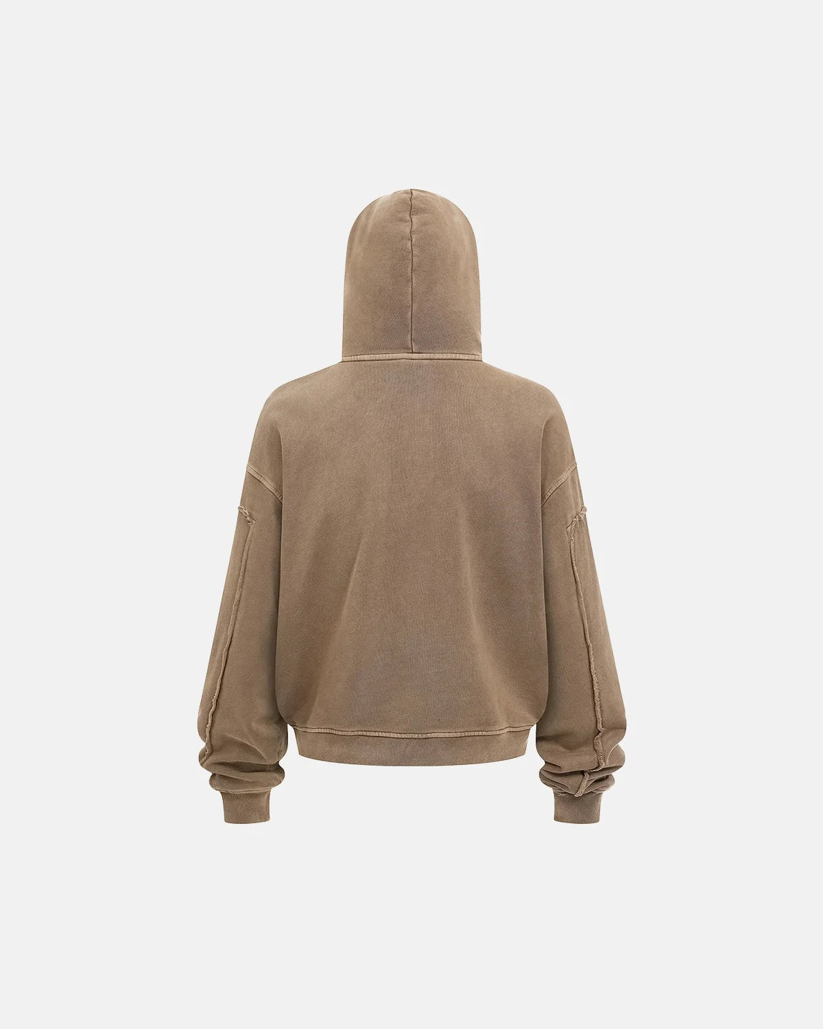 Omygoods Acid Wash Stitching Zip Up Hoodie