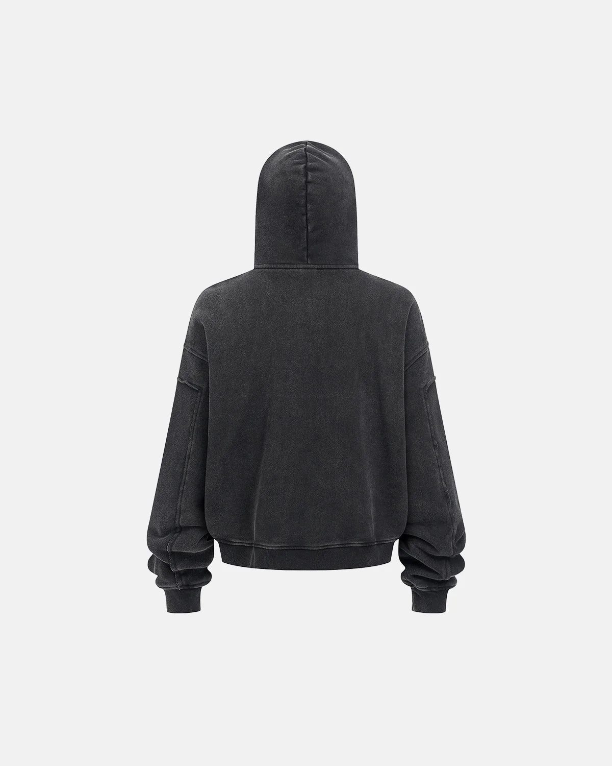 Omygoods Acid Wash Stitching Zip Up Hoodie