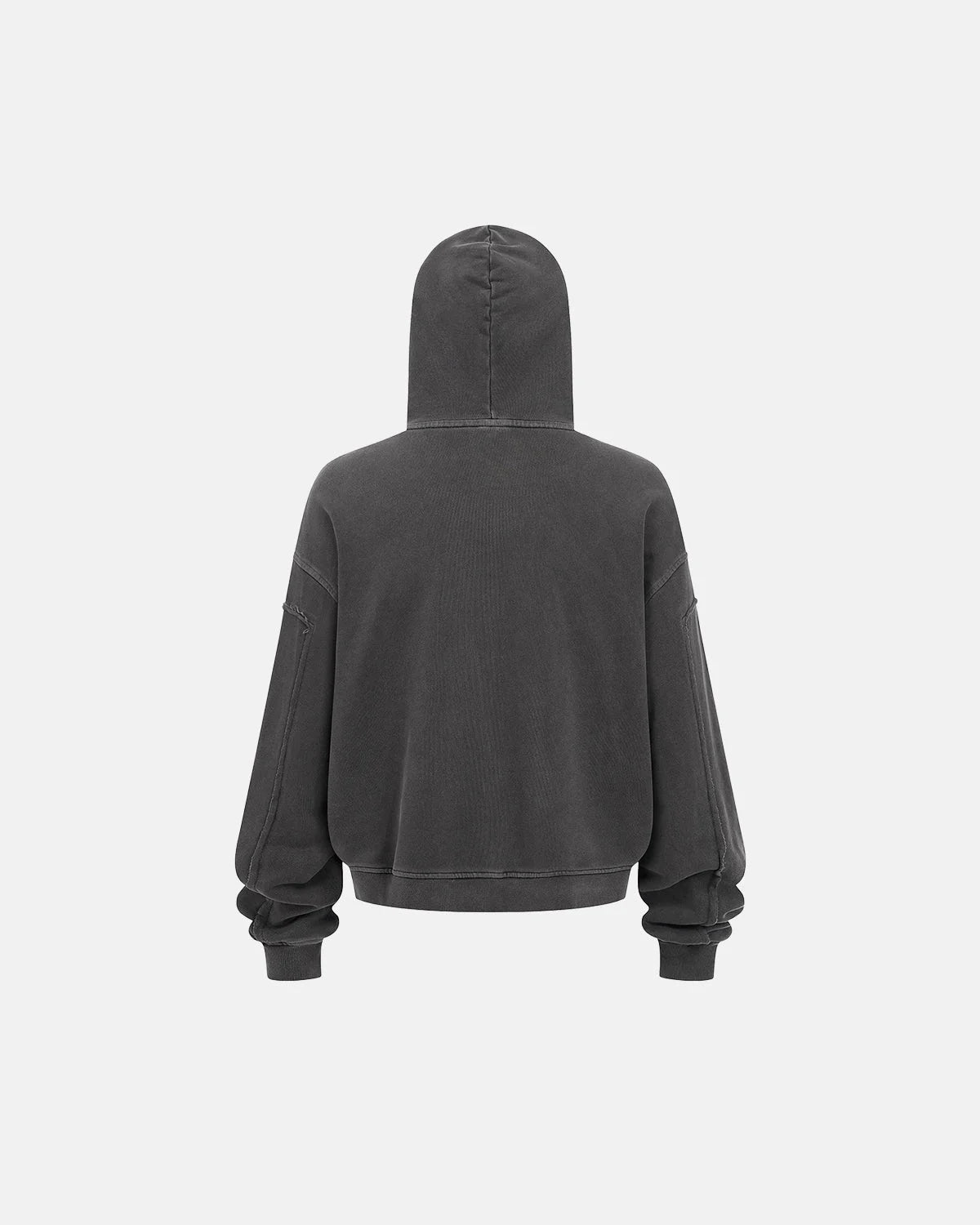 Omygoods Acid Wash Stitching Zip Up Hoodie
