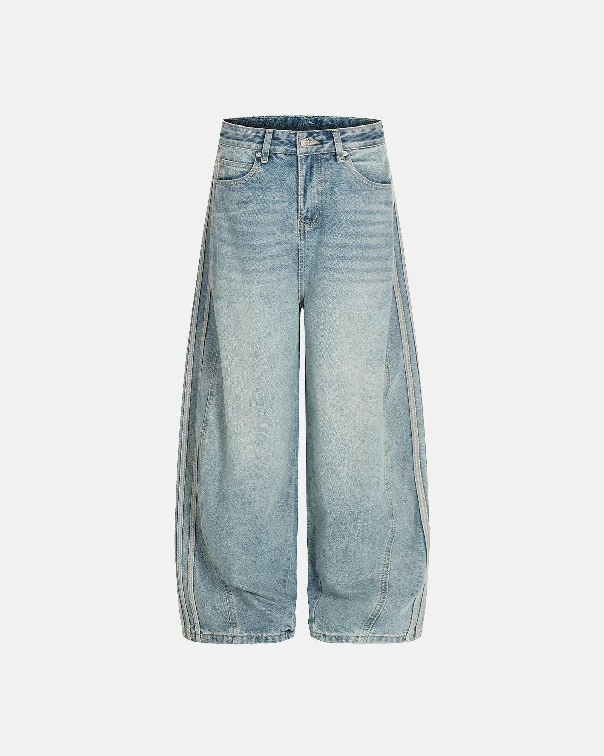 Omygoods Acid Wash Striped Side Baggy Jeans