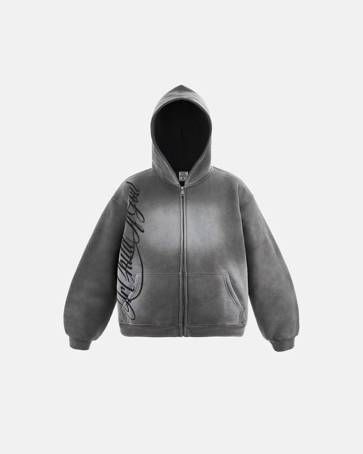 Omygoods Acid Wash Zip Up Hoodie