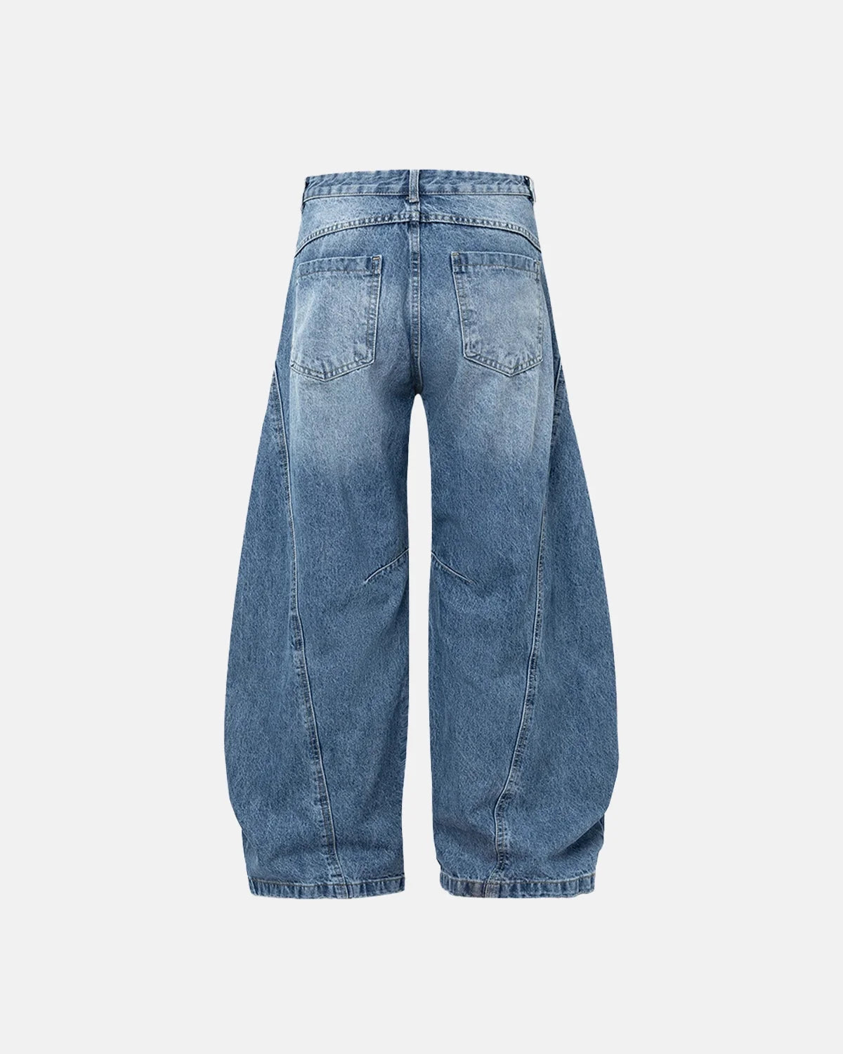 Omygoods Acid Washed Distressed Barrel Jeans