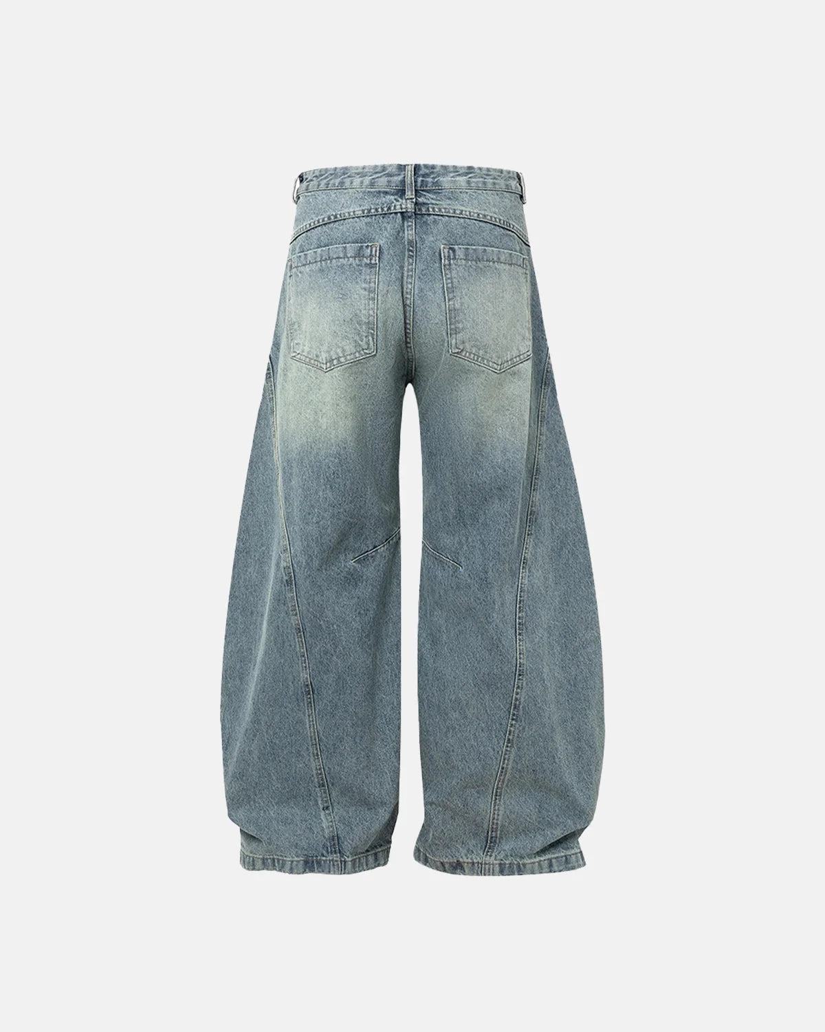 Omygoods Acid Washed Distressed Barrel Jeans