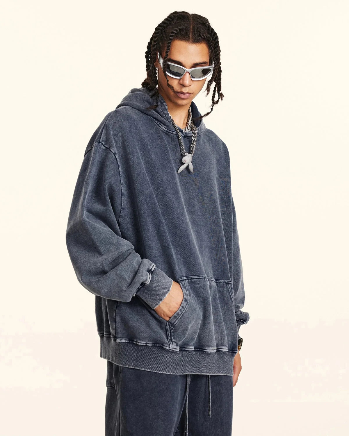 Omygoods Acid Washed French Terry Hoodie