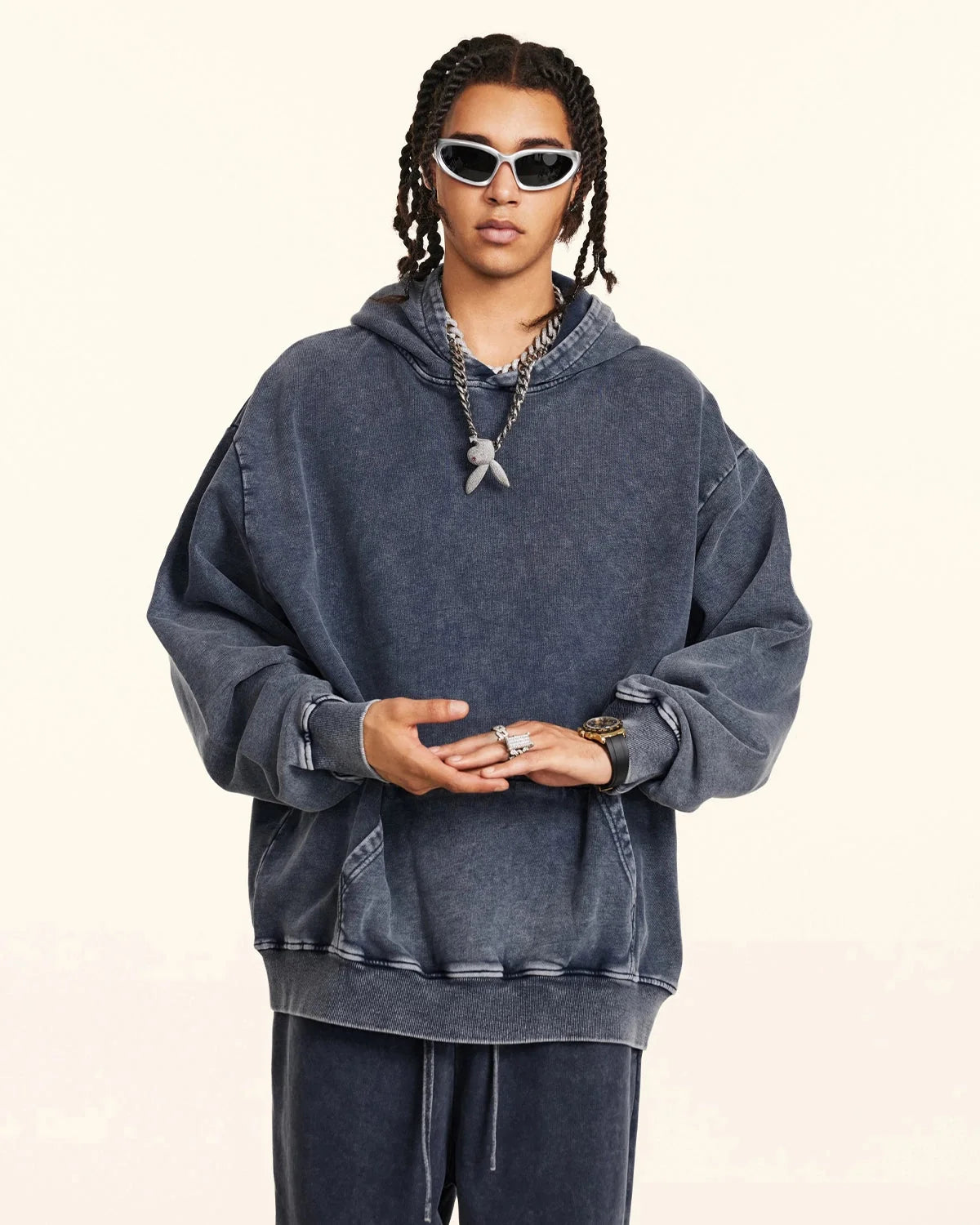 Omygoods Acid Washed French Terry Hoodie