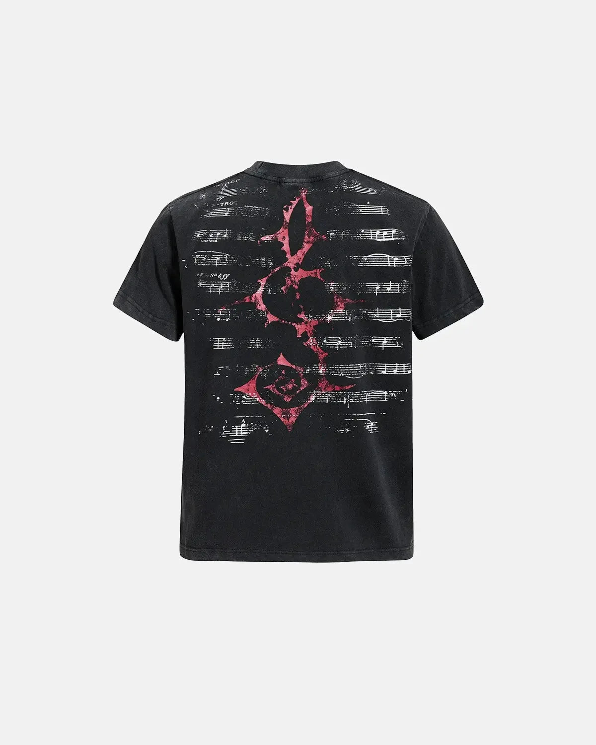 Omygoods Acid Washed Music Graphic T-Shirt