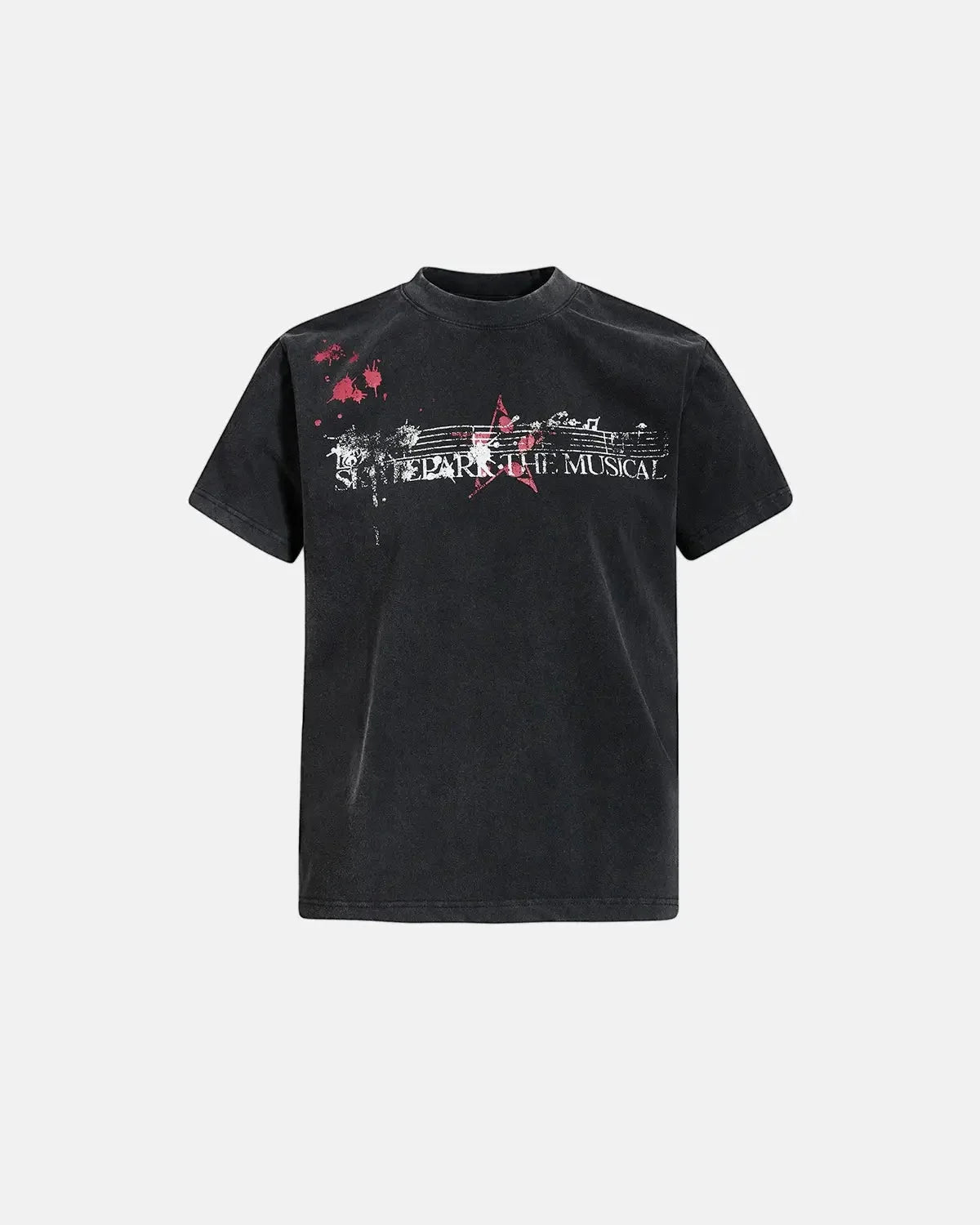 Omygoods Acid Washed Music Graphic T-Shirt