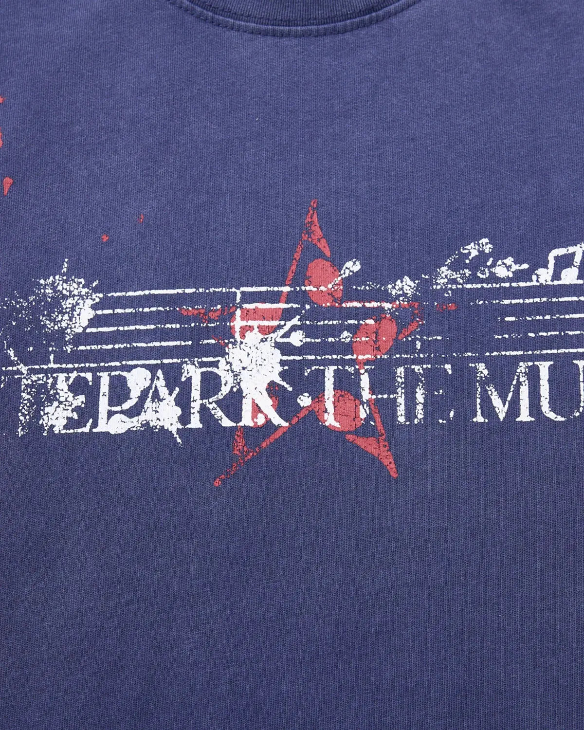 Omygoods Acid Washed Music Graphic T-Shirt