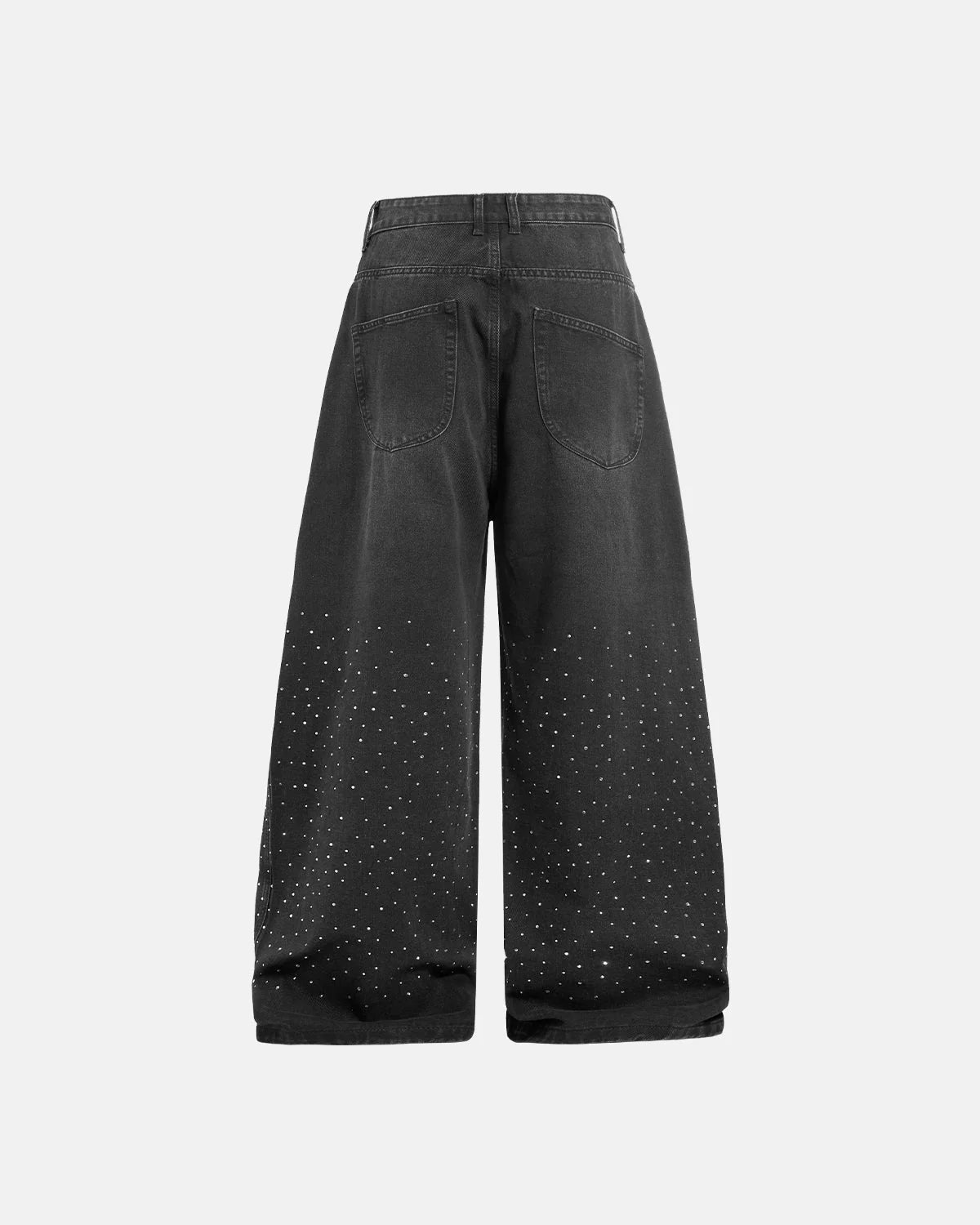 Omygoods Acid Washed Rhinestone Baggy Jeans