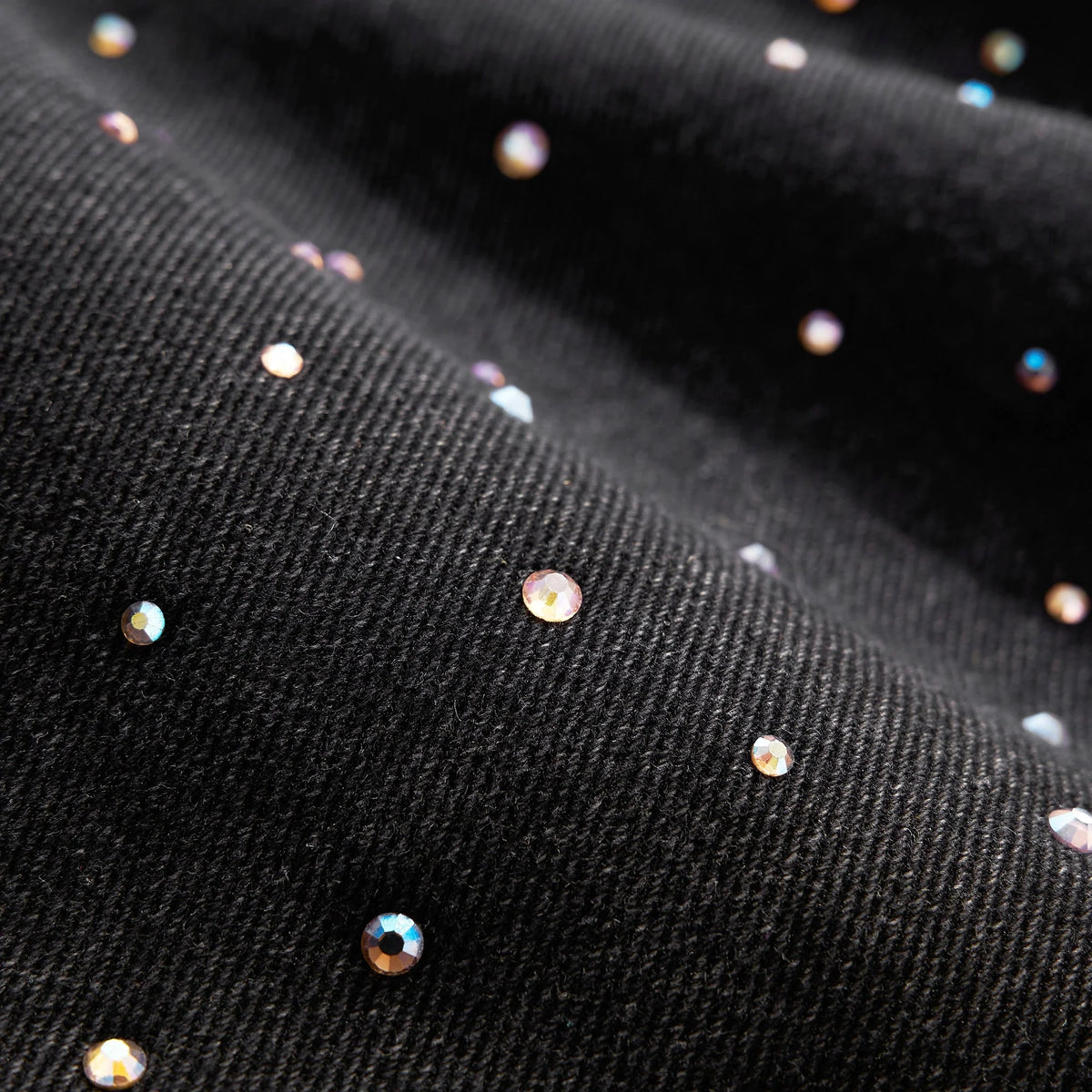 Omygoods Acid Washed Rhinestone Baggy Jeans