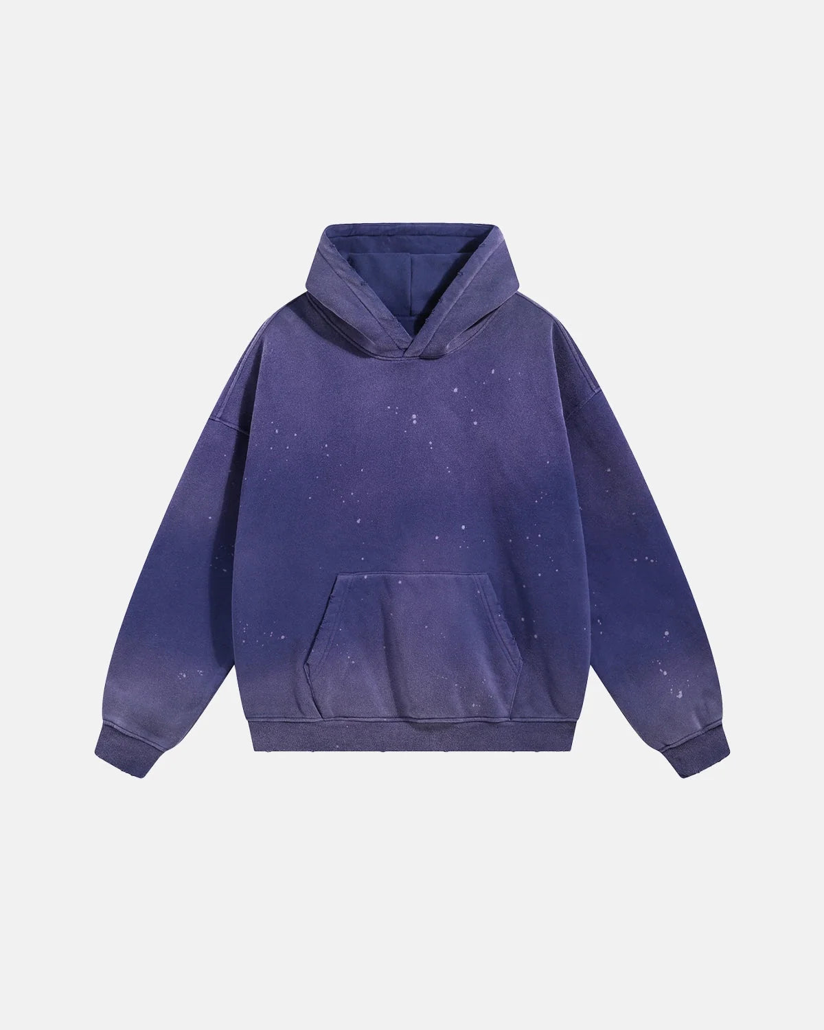 Omygoods Acid Washed Ripped Fleece Hoodie
