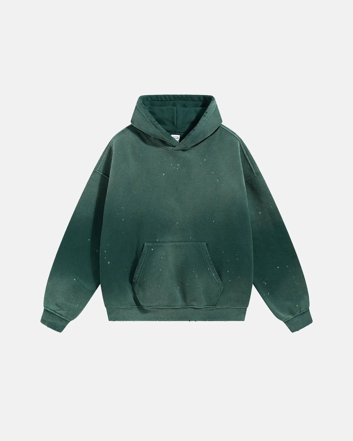 Omygoods Acid Washed Ripped Fleece Hoodie