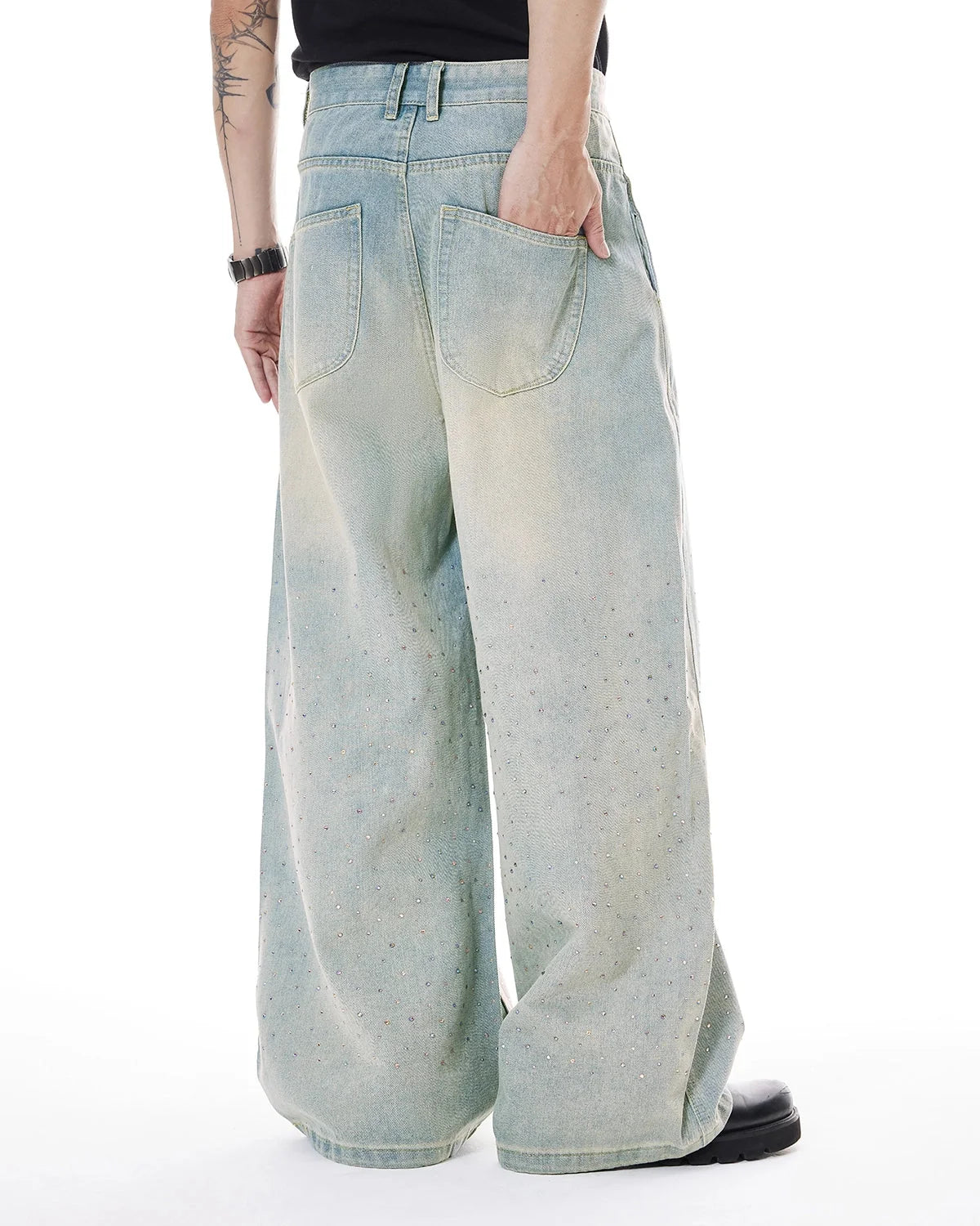Omygoods Acid Washed Super Baggy Jeans