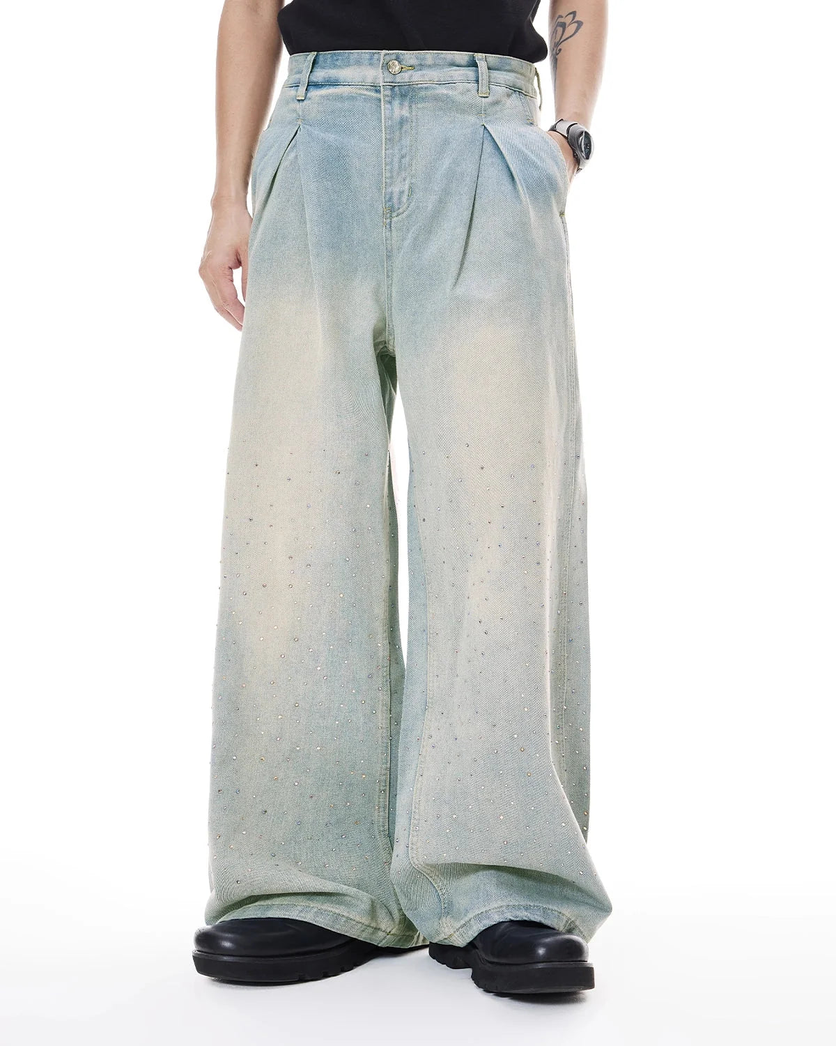 Omygoods Acid Washed Super Baggy Jeans