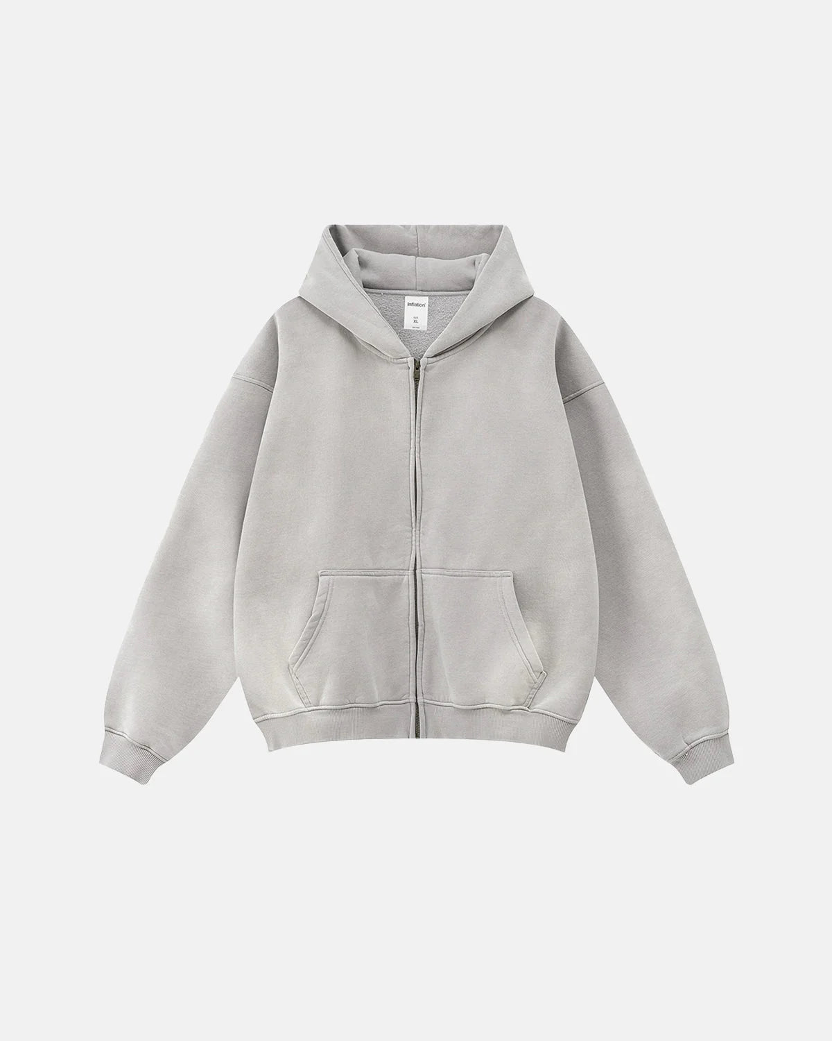 Omygoods Street Fit Acid Washed Zip Up Hoodie