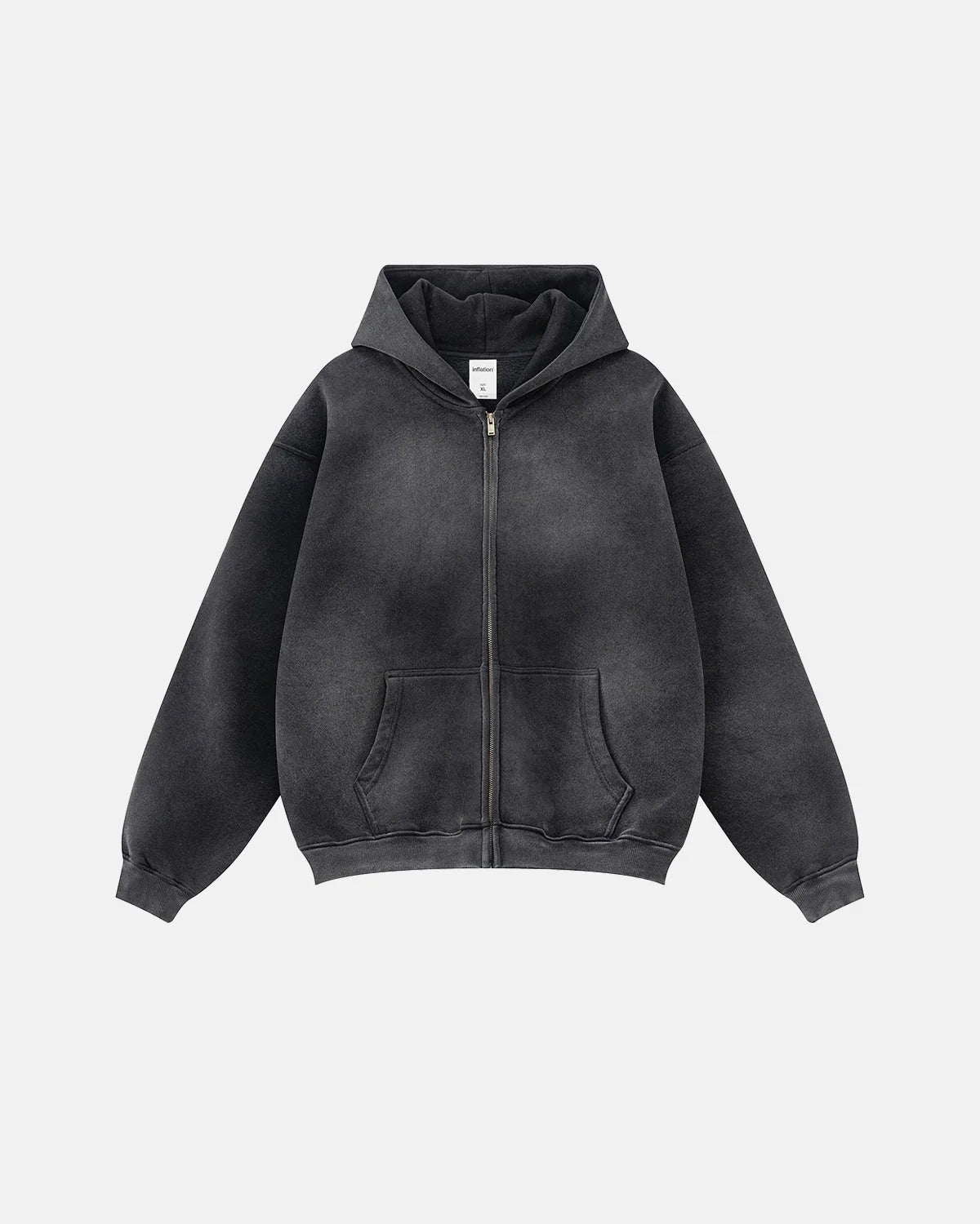 Omygoods Street Fit Acid Washed Zip Up Hoodie
