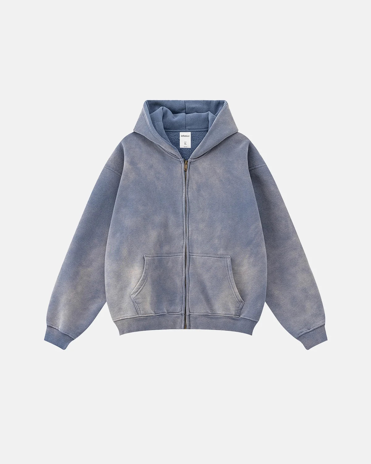 Omygoods Street Fit Acid Washed Zip Up Hoodie