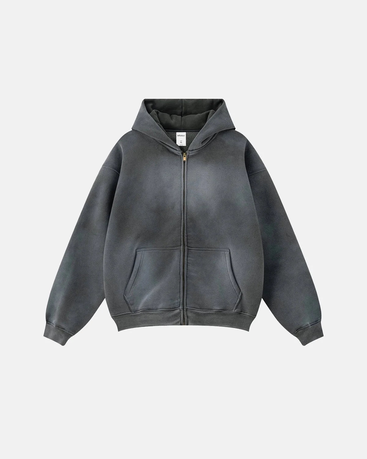 Omygoods Street Fit Acid Washed Zip Up Hoodie