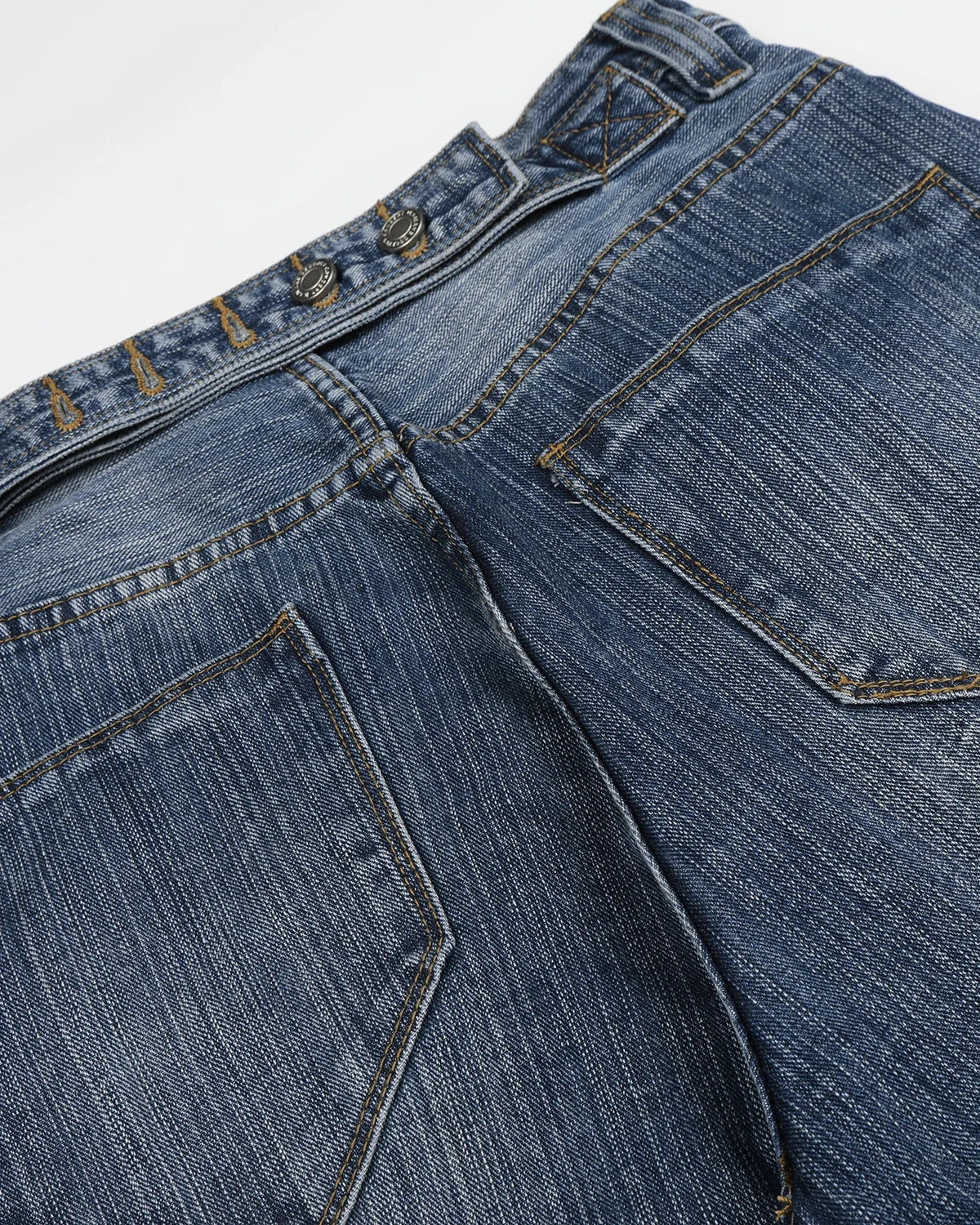 Omygoods Adjustable Waist Bamboo Weave Baggy Jeans