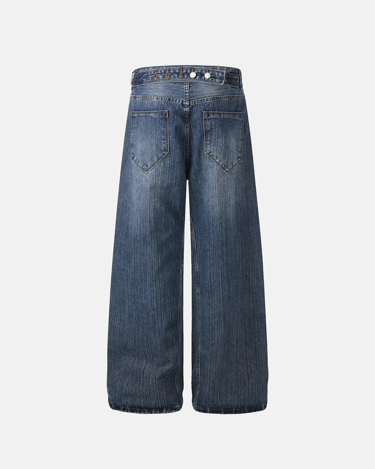 Omygoods Adjustable Waist Bamboo Weave Baggy Jeans