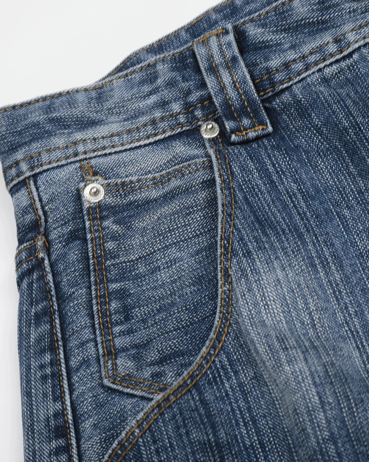 Omygoods Adjustable Waist Bamboo Weave Baggy Jeans
