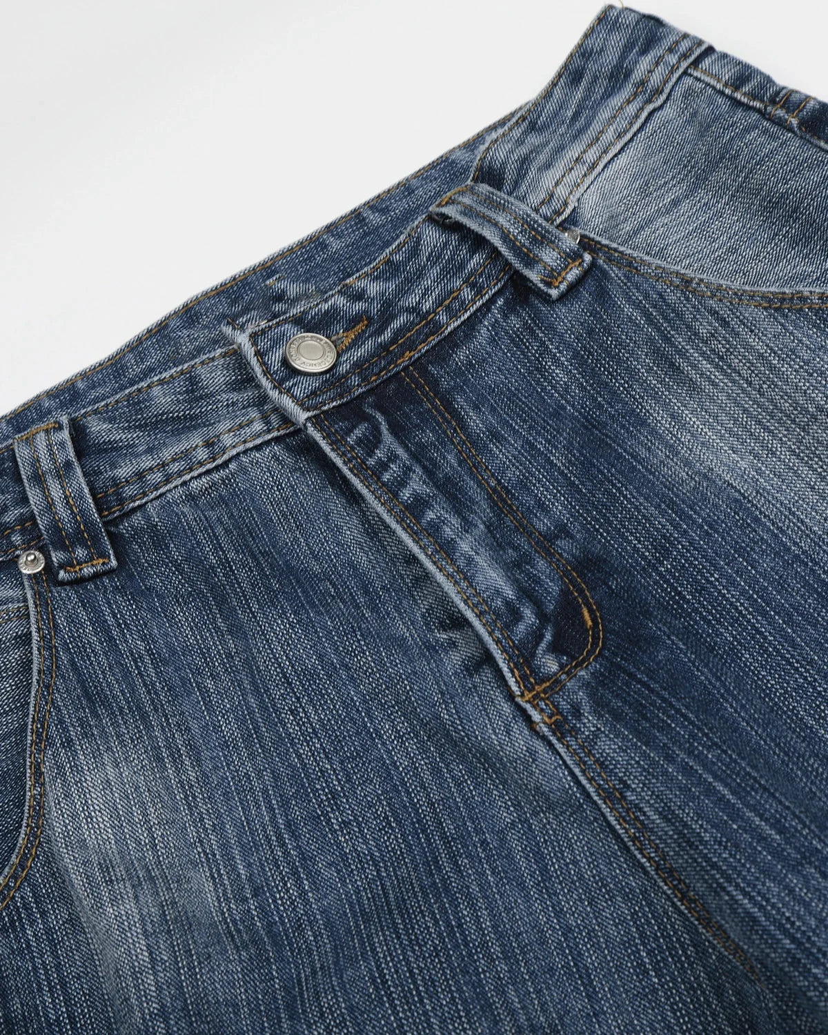Omygoods Adjustable Waist Bamboo Weave Baggy Jeans