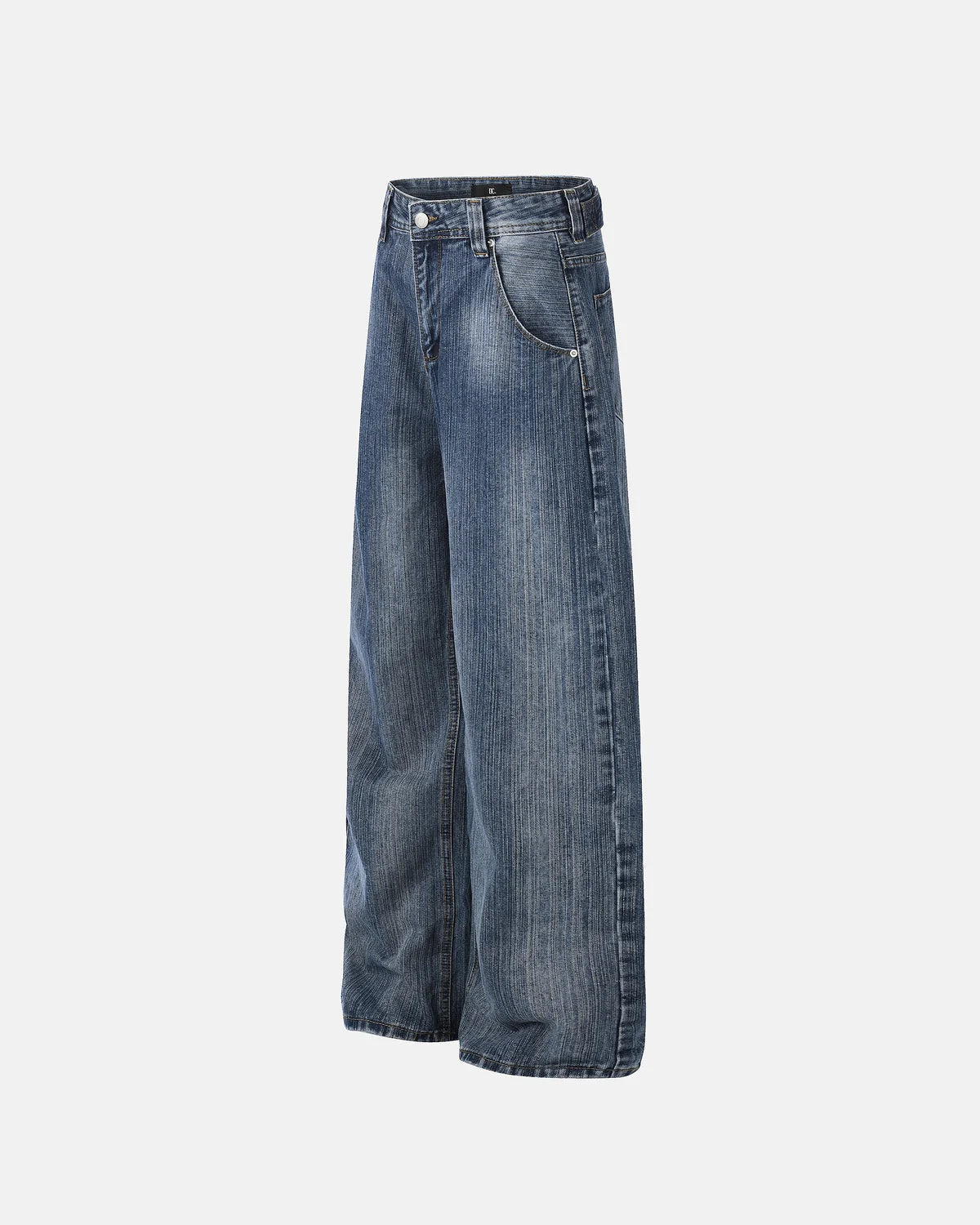 Omygoods Adjustable Waist Bamboo Weave Baggy Jeans