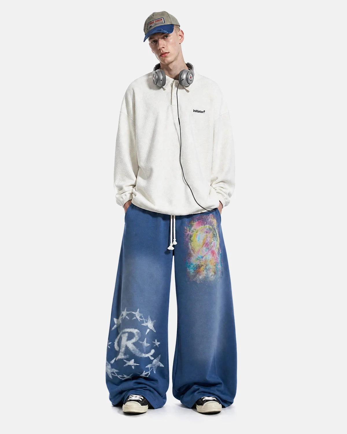 Omygoods Airbrush Graphic Barrel Sweatpants