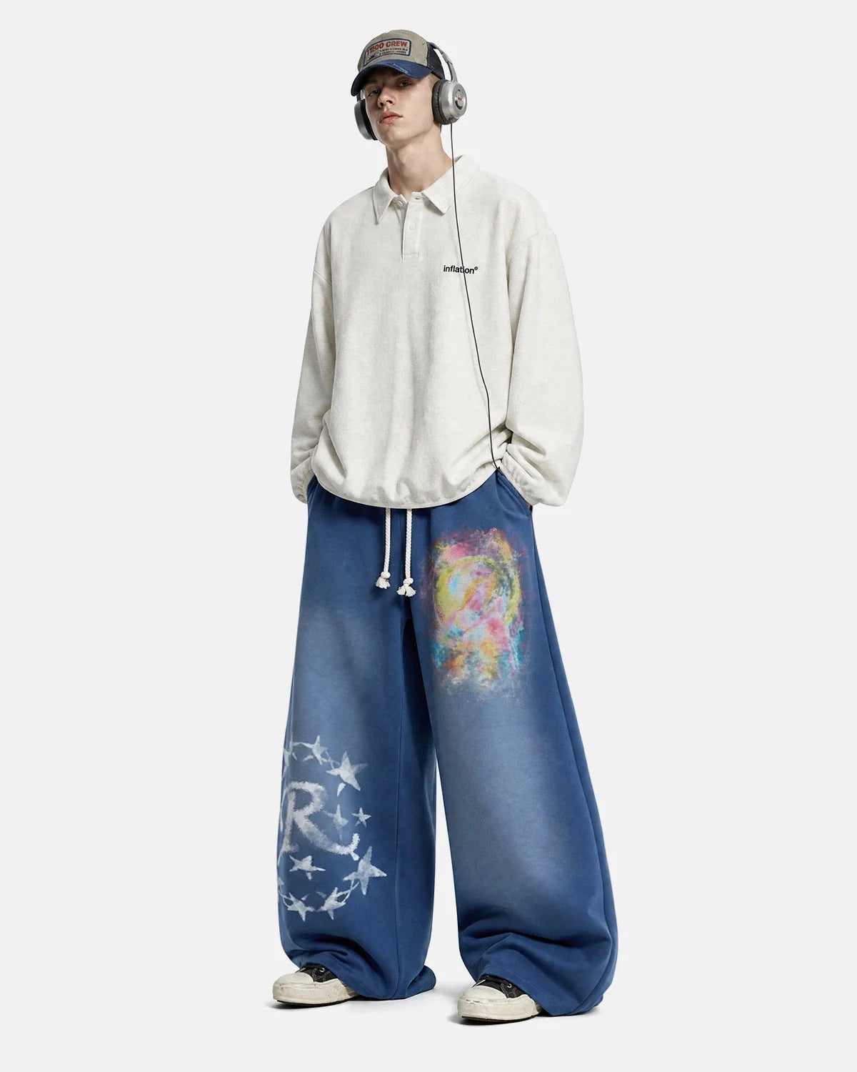 Omygoods Airbrush Graphic Barrel Sweatpants