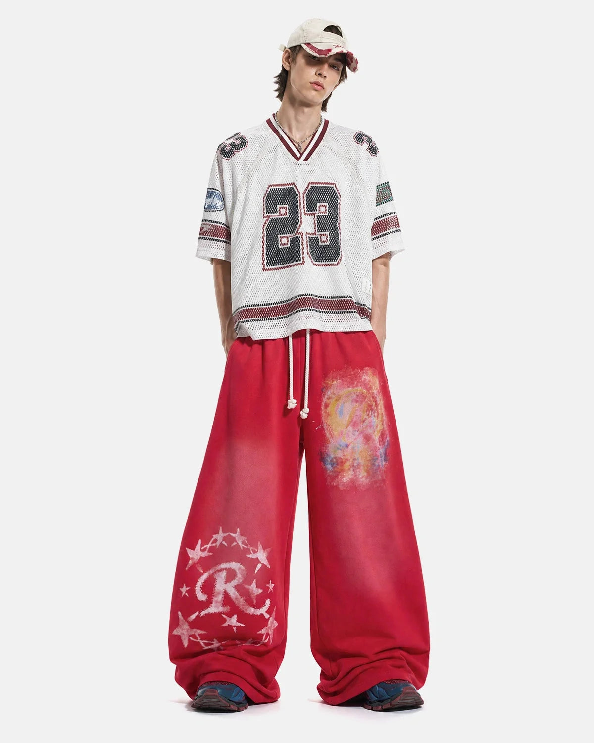 Omygoods Airbrush Graphic Barrel Sweatpants