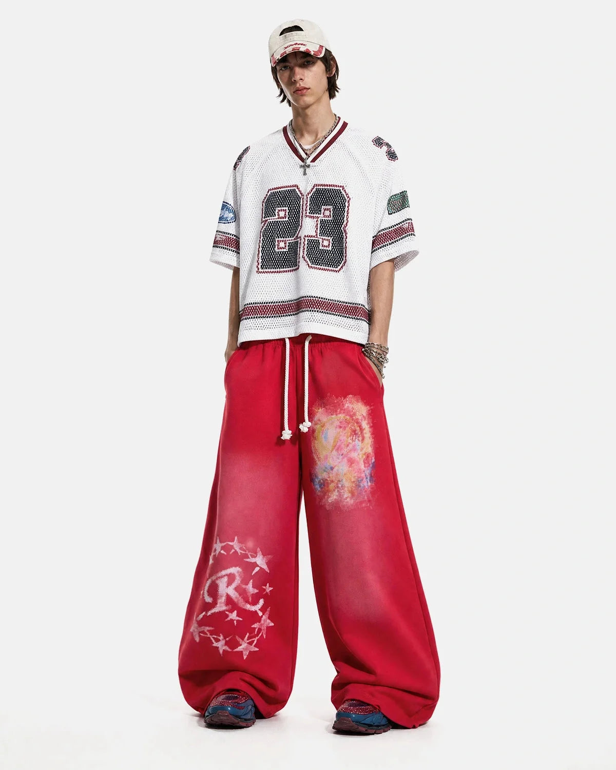 Omygoods Airbrush Graphic Barrel Sweatpants