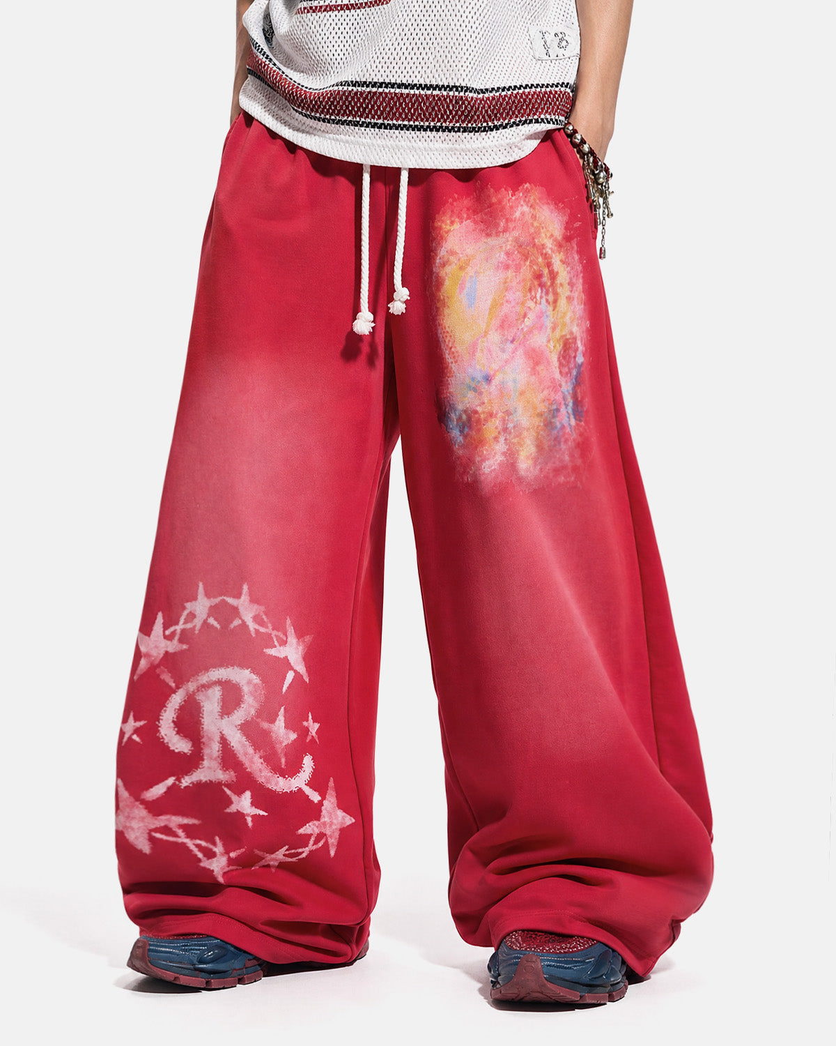 Omygoods Airbrush Graphic Barrel Sweatpants