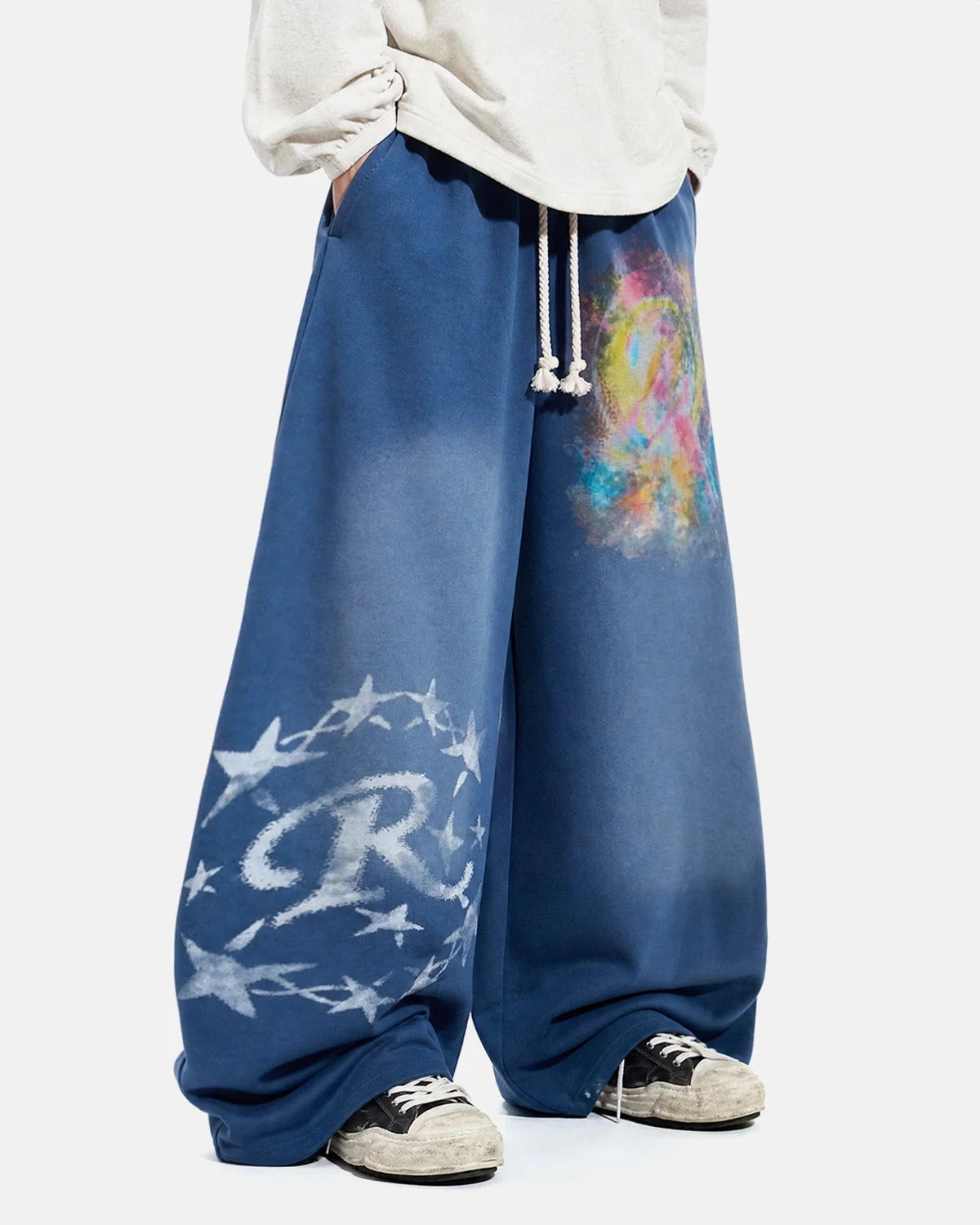 Omygoods Airbrush Graphic Barrel Sweatpants