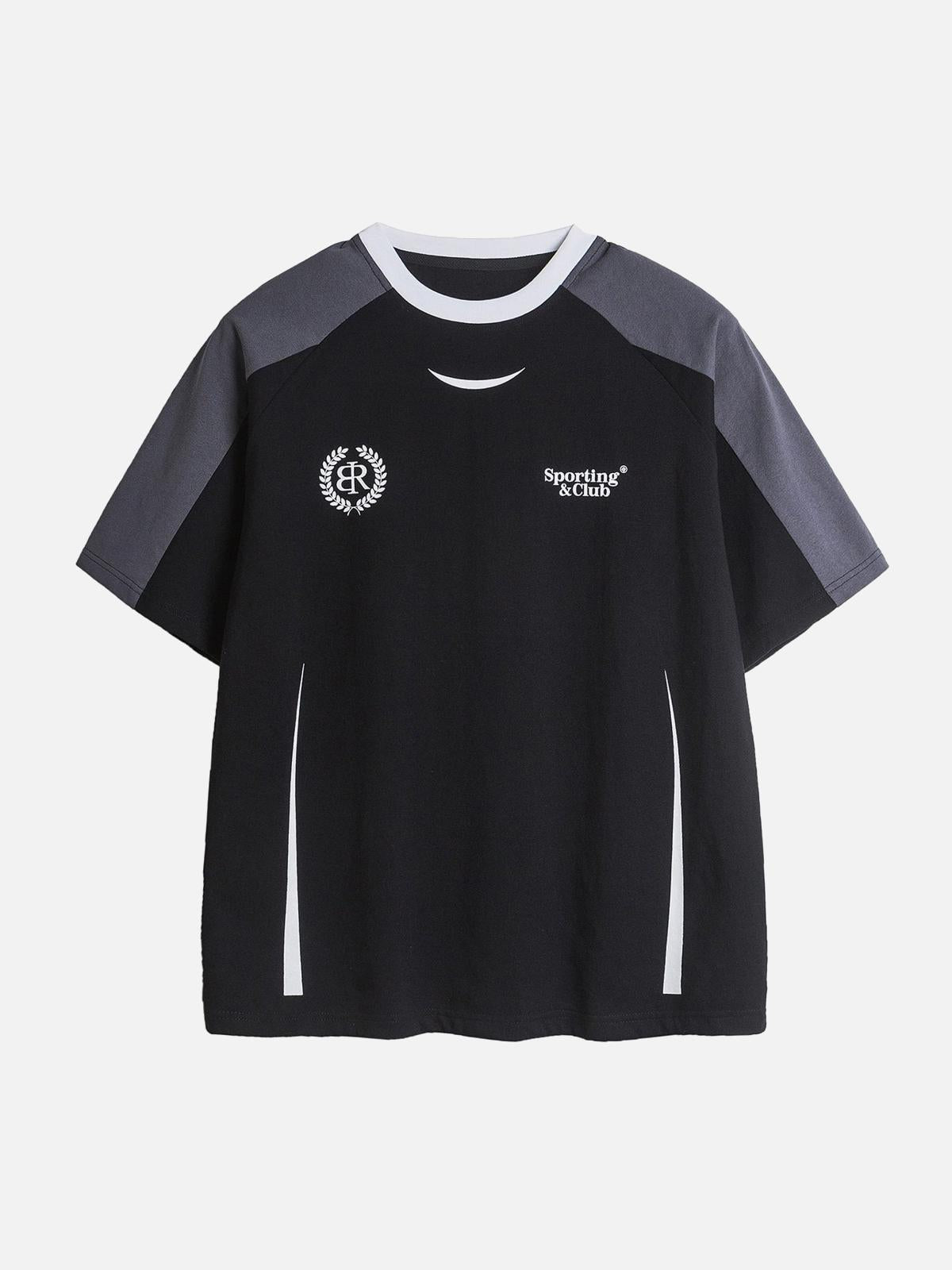 Omygoods American Retro Patchwork Print T-Shirt