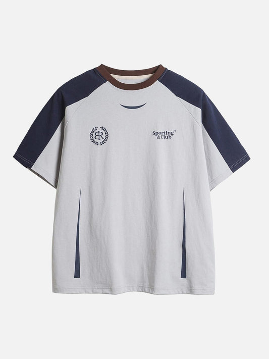 Omygoods American Retro Patchwork Print T-Shirt