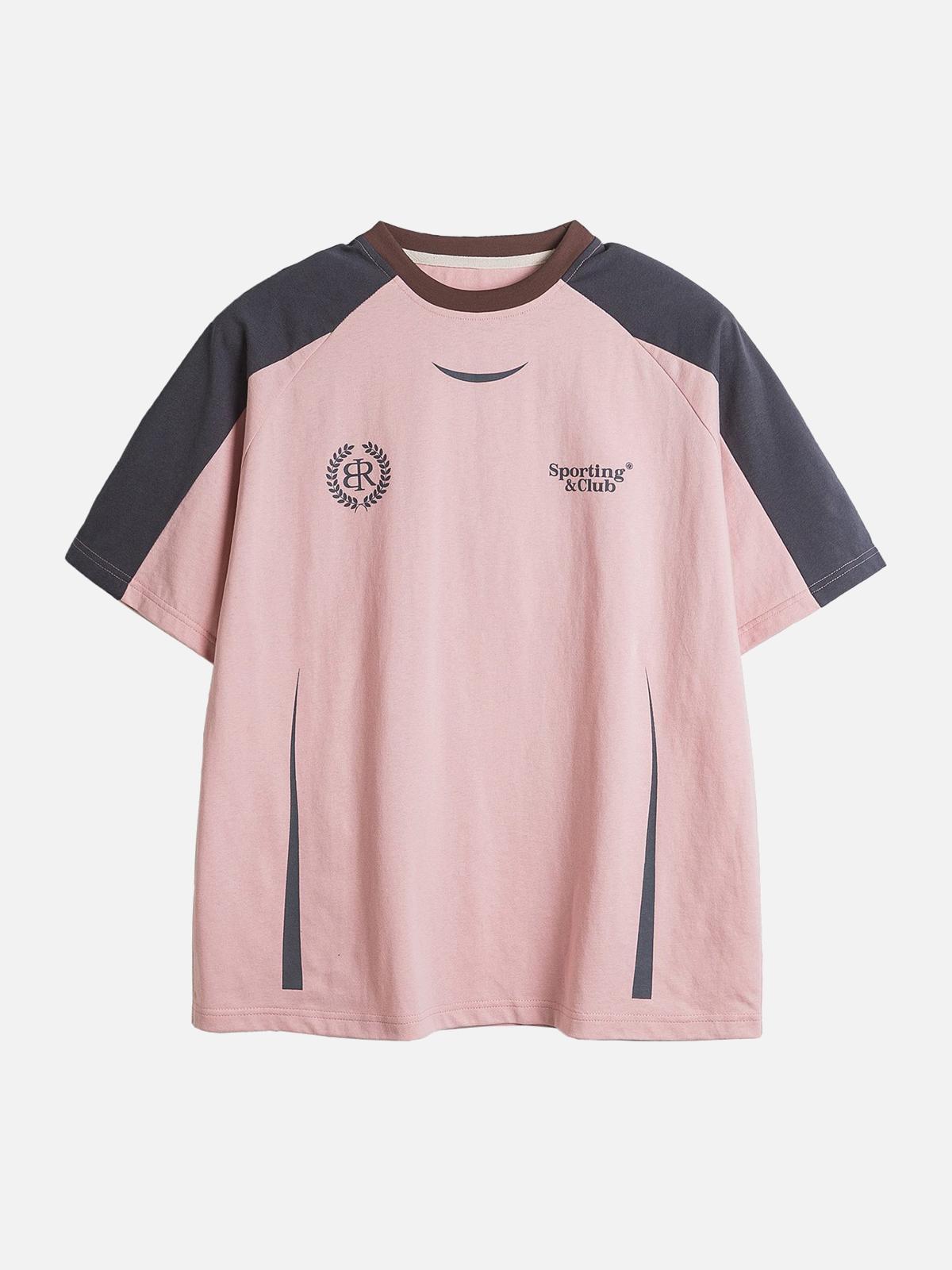 Omygoods American Retro Patchwork Print T-Shirt