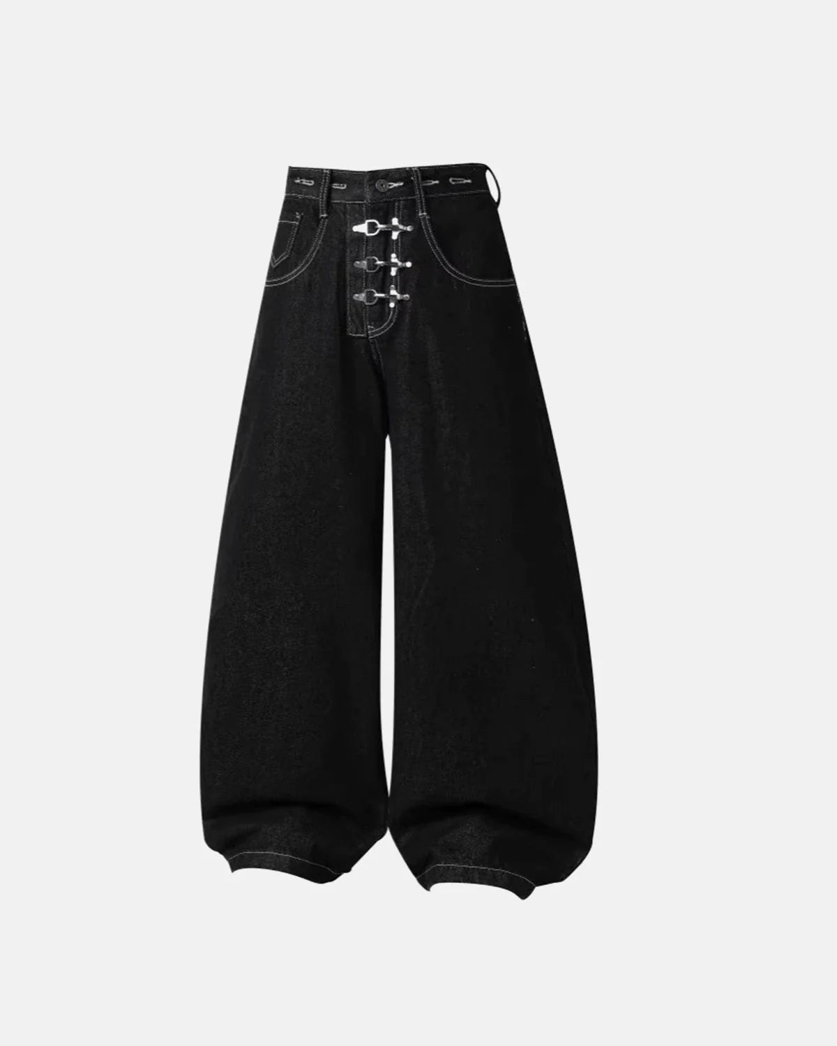 Omygoods Asymmetric Buckle Denim Overalls Jeans