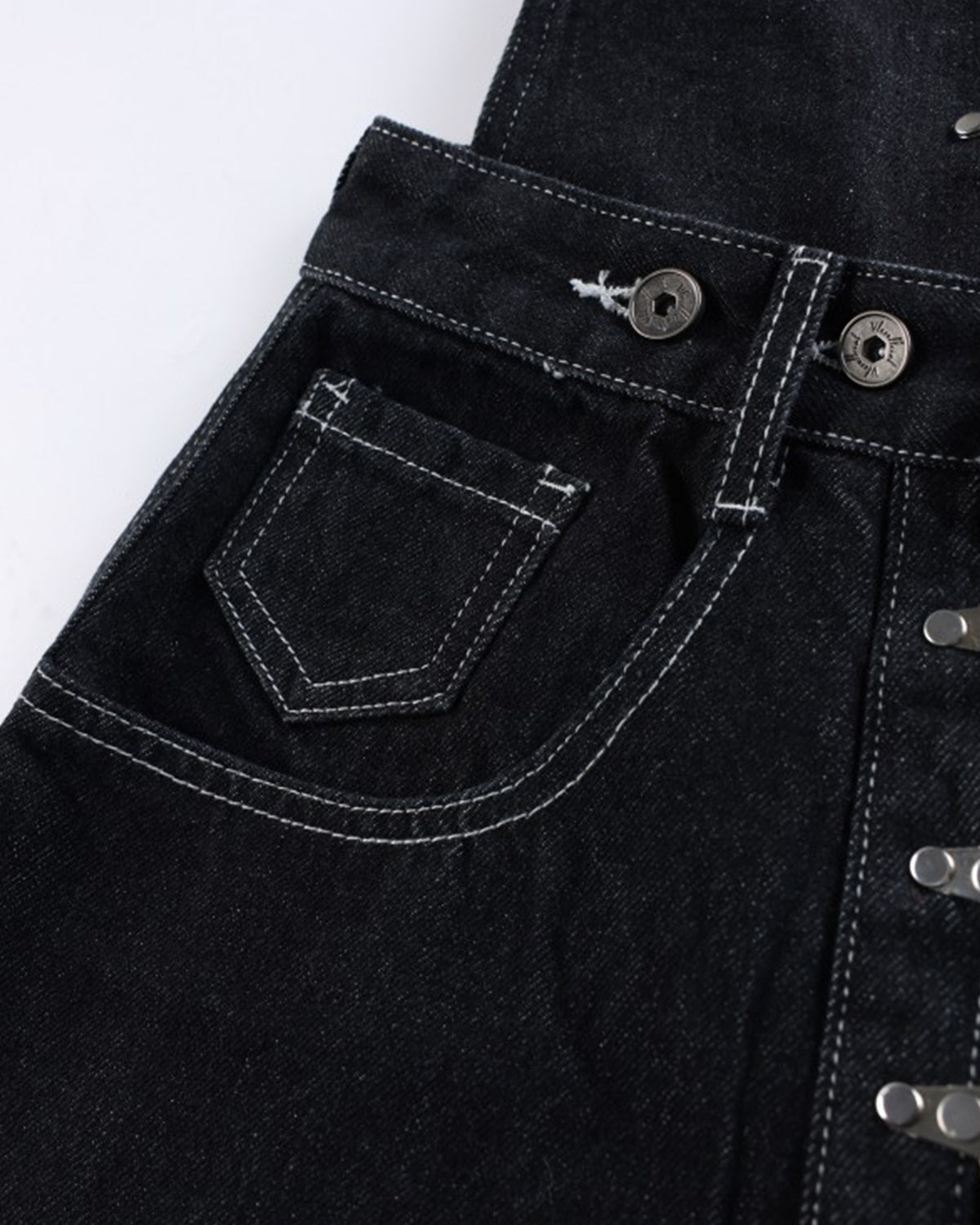 Omygoods Asymmetric Buckle Denim Overalls Jeans