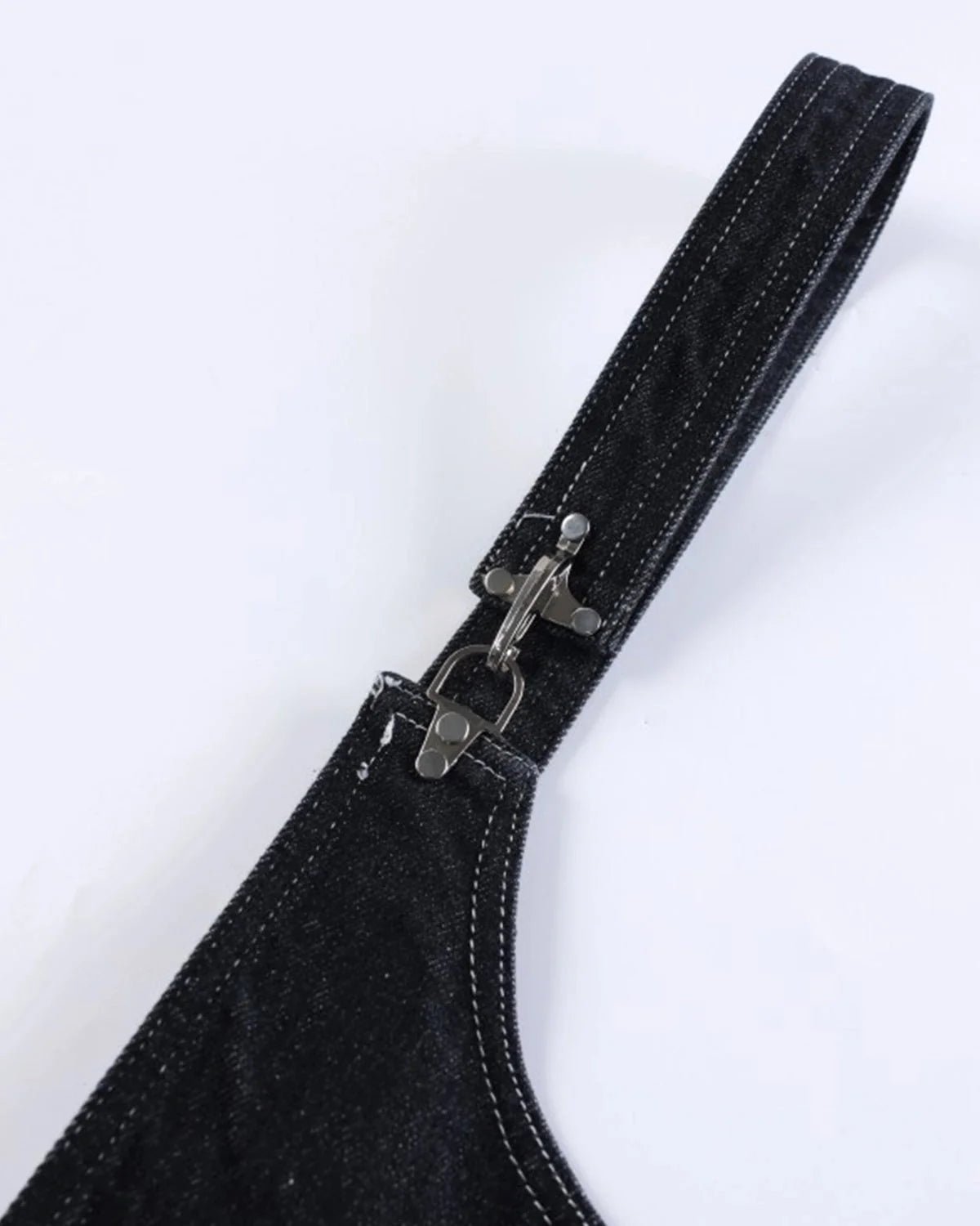 Omygoods Asymmetric Buckle Denim Overalls Jeans