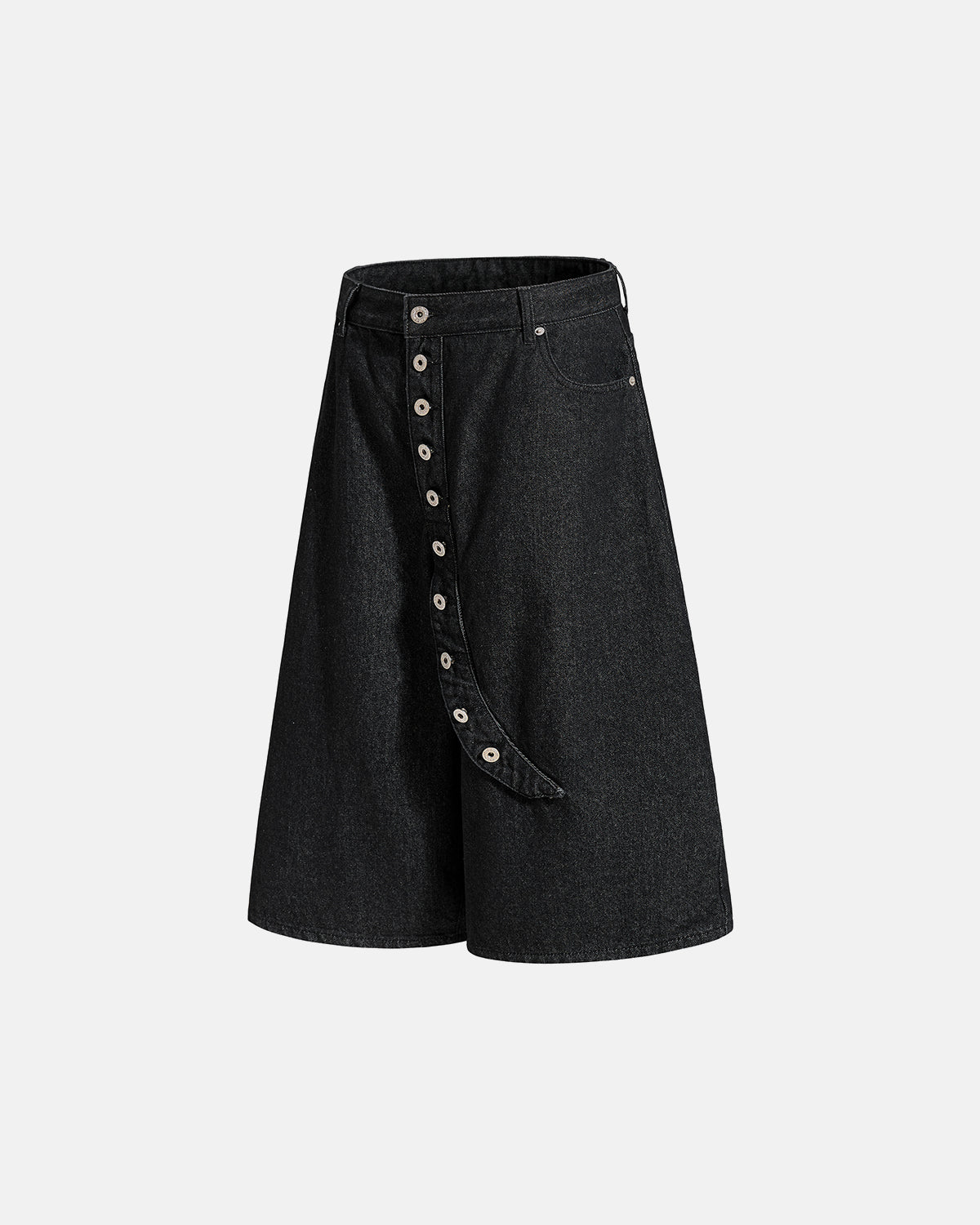 Omygoods Asymmetric Button Raw Denim Jorts