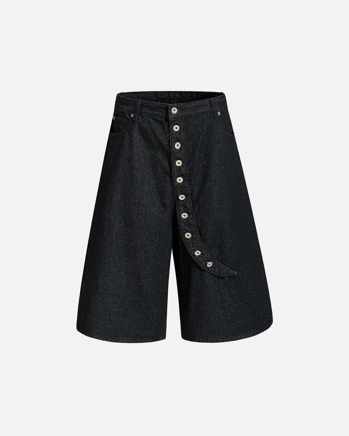 Omygoods Asymmetric Button Raw Denim Jorts