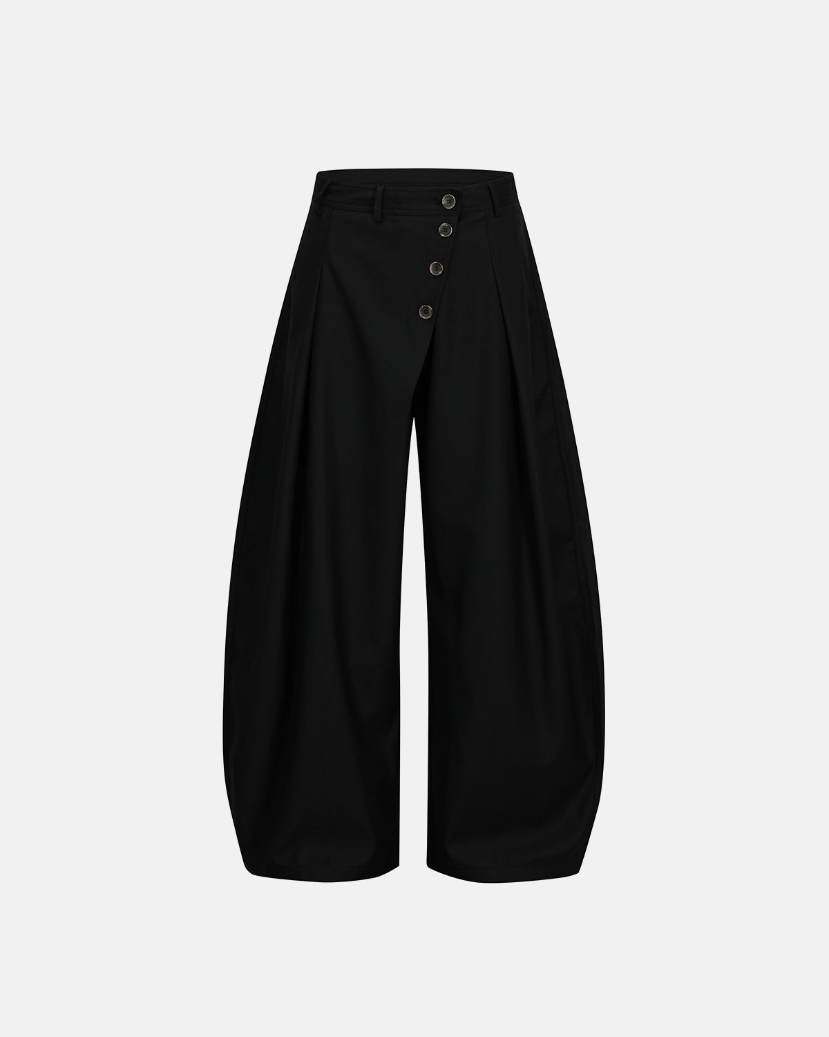 Omygoods Asymmetric Pleated Barrel-Leg Suit Pants