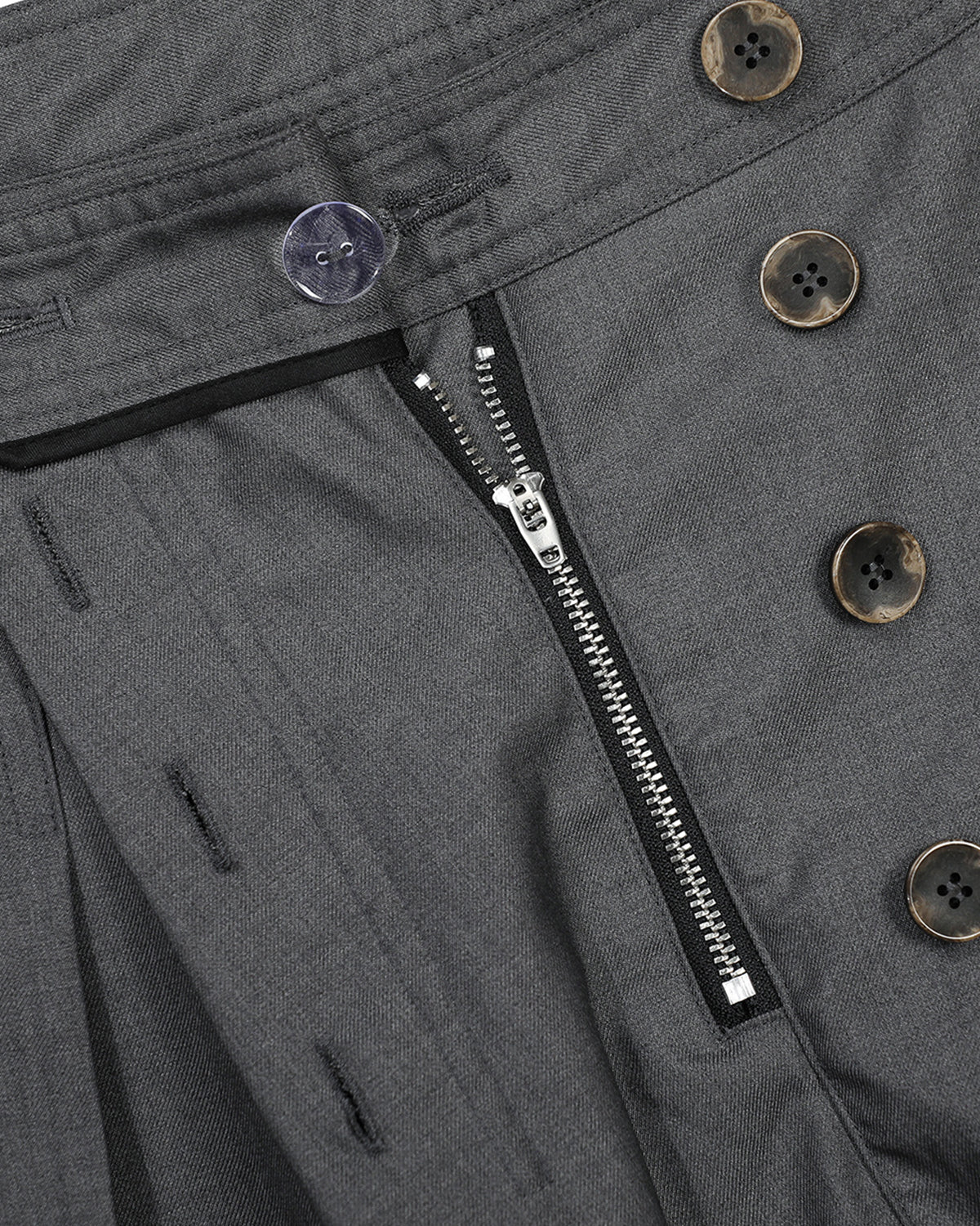 Omygoods Asymmetric Pleated Barrel-Leg Suit Pants