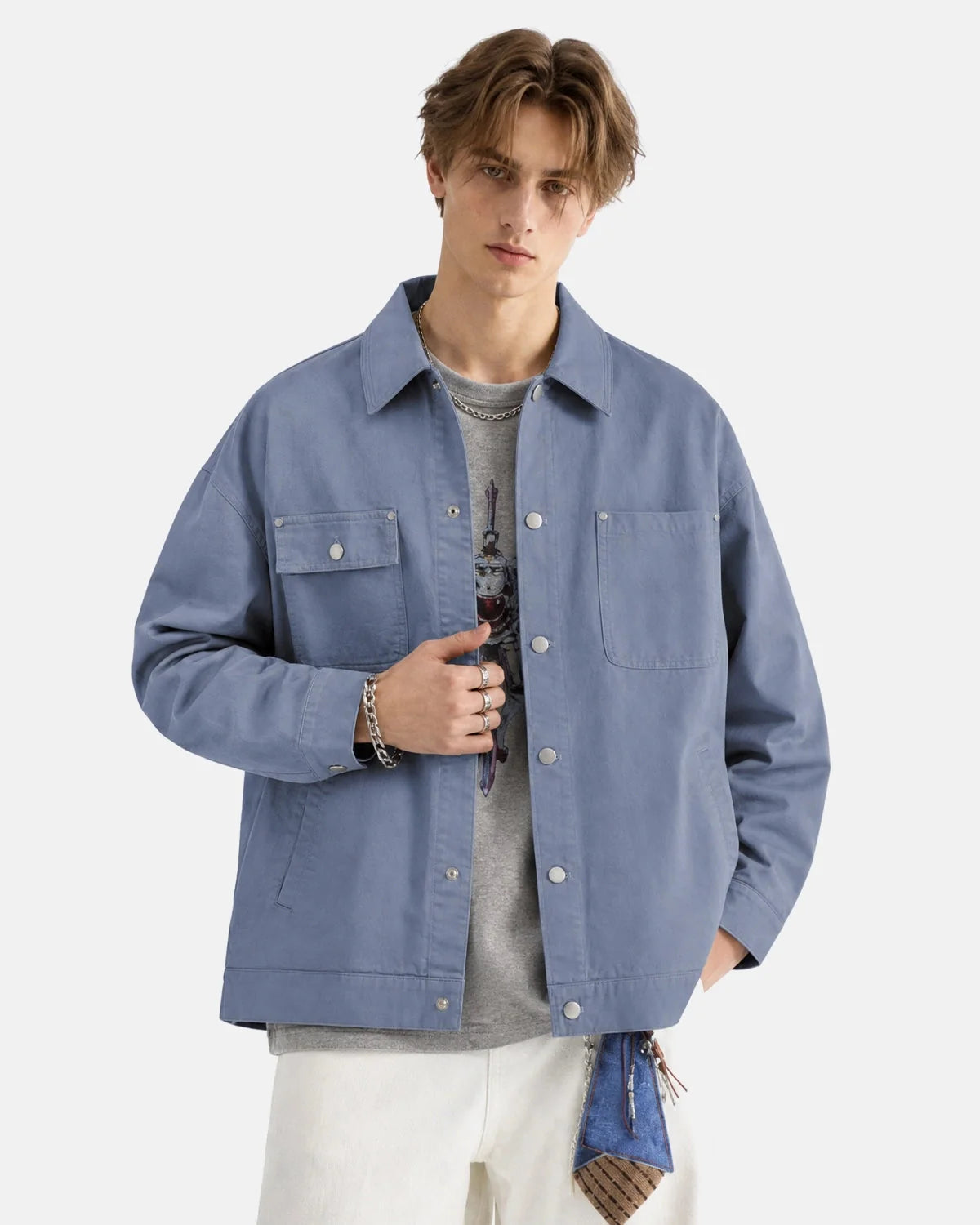 Omygoods Asymmetric Pocket Workwear Jacket